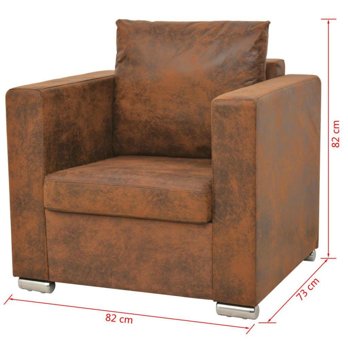 VIDAXL Fauteuil marron 82 x 73 x 82 cm en similicuir suede