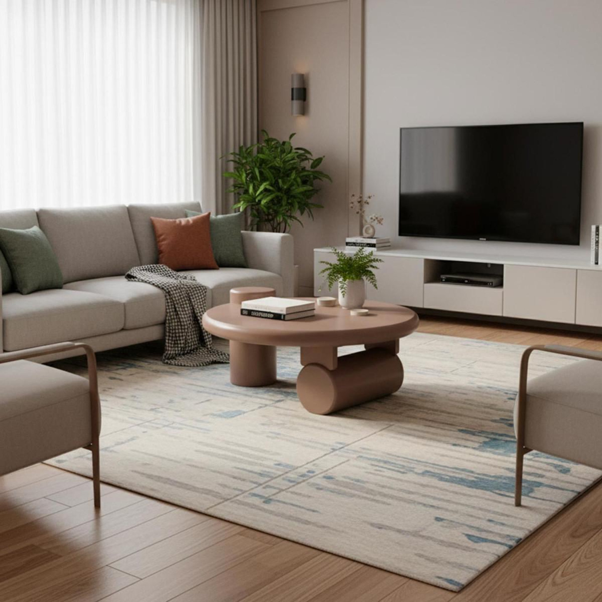 Voir la diapositive 2 : Paris Prix Table basse asymétrique  eloy  100cm taupe