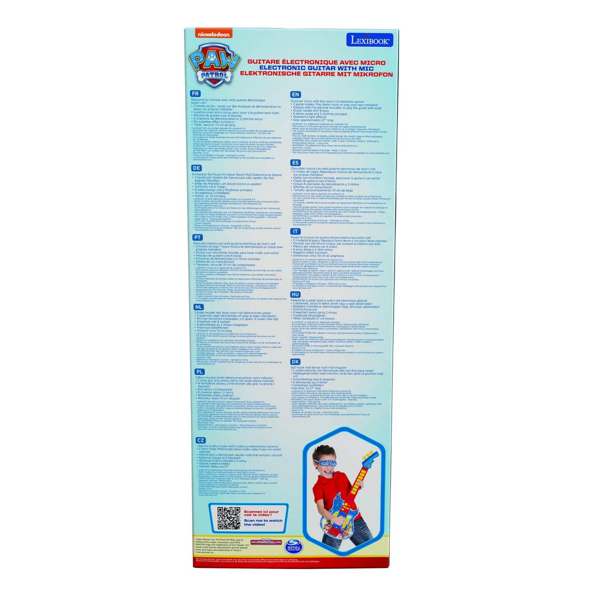 Lexibook Guitare Électronique Lumineuse avec lunettes et micro Pat'Patrouille