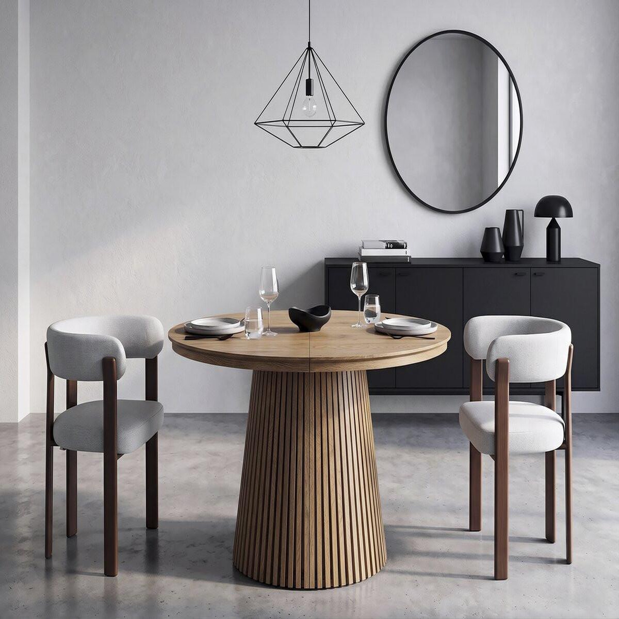 Voir la diapositive 2 : Habitat et Jardin Lot de 2 chaises de salle à manger avec accoudoirs  opale  - gris clair
