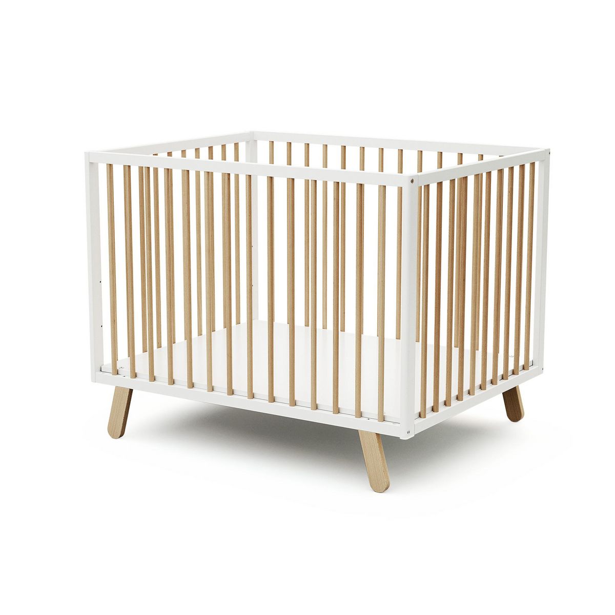 AT4 Parc bébé en bois PIRATE Blanc et Hêtre Verni 80 x 100 cm