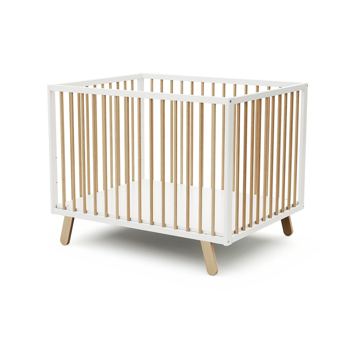 AT4 Parc bébé en bois PIRATE Blanc et Hêtre Verni 80 x 100 cm