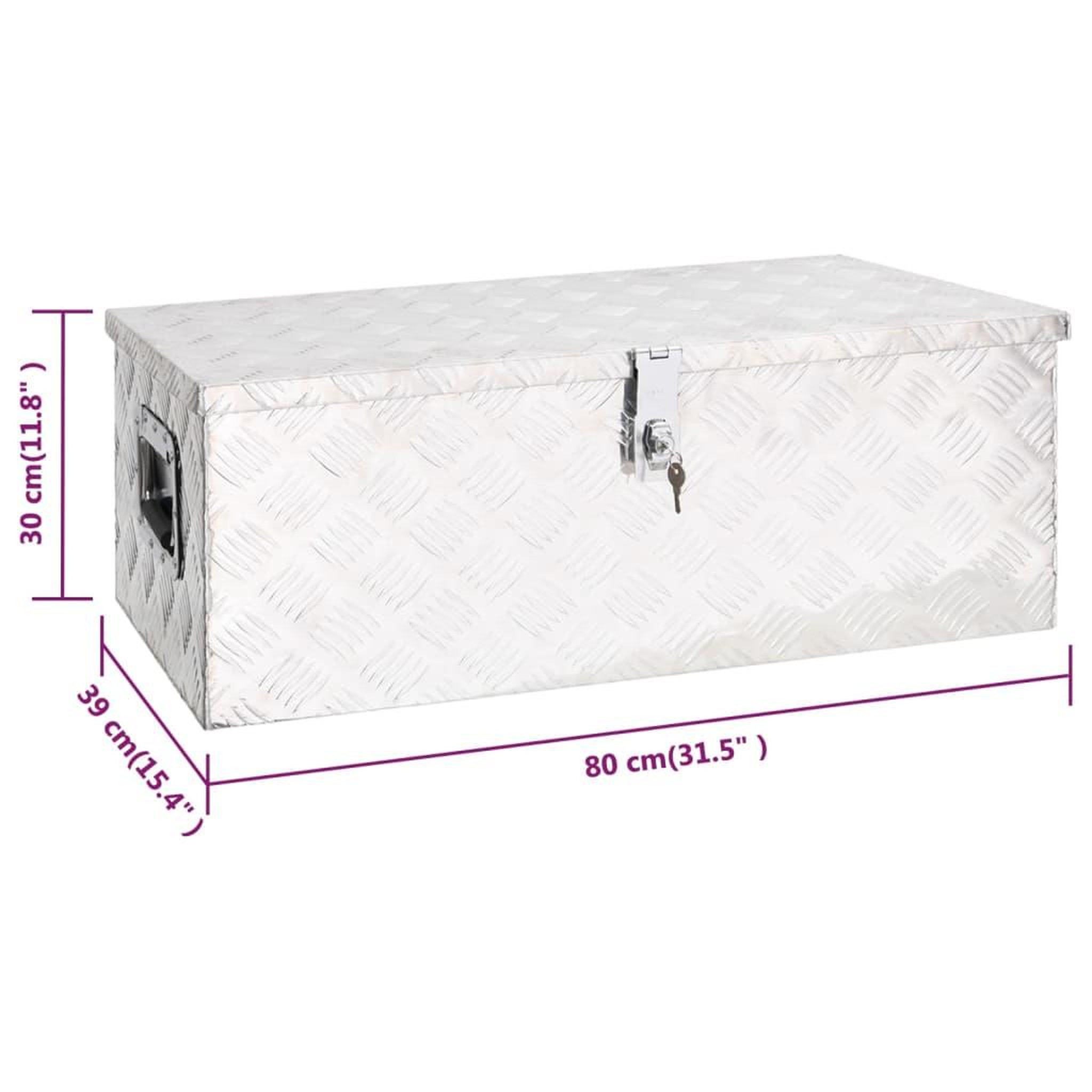 Voir la diapositive 6 : VIDAXL Boîte de rangement Argente 80x39x30 cm Aluminium