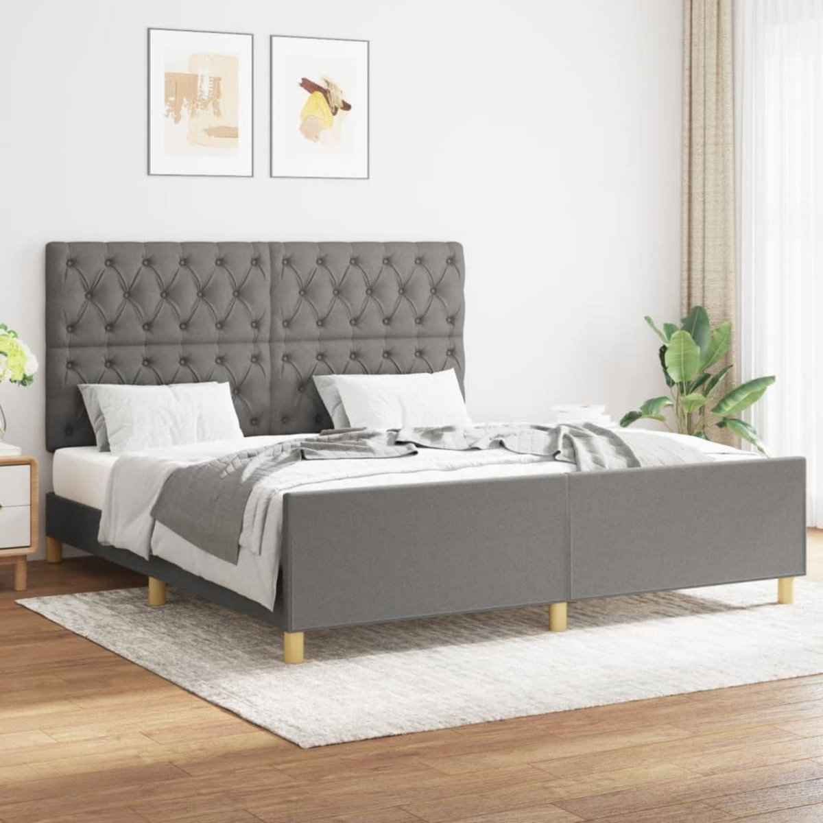 VIDAXL Cadre de lit sans matelas gris fonce 160x200 cm tissu