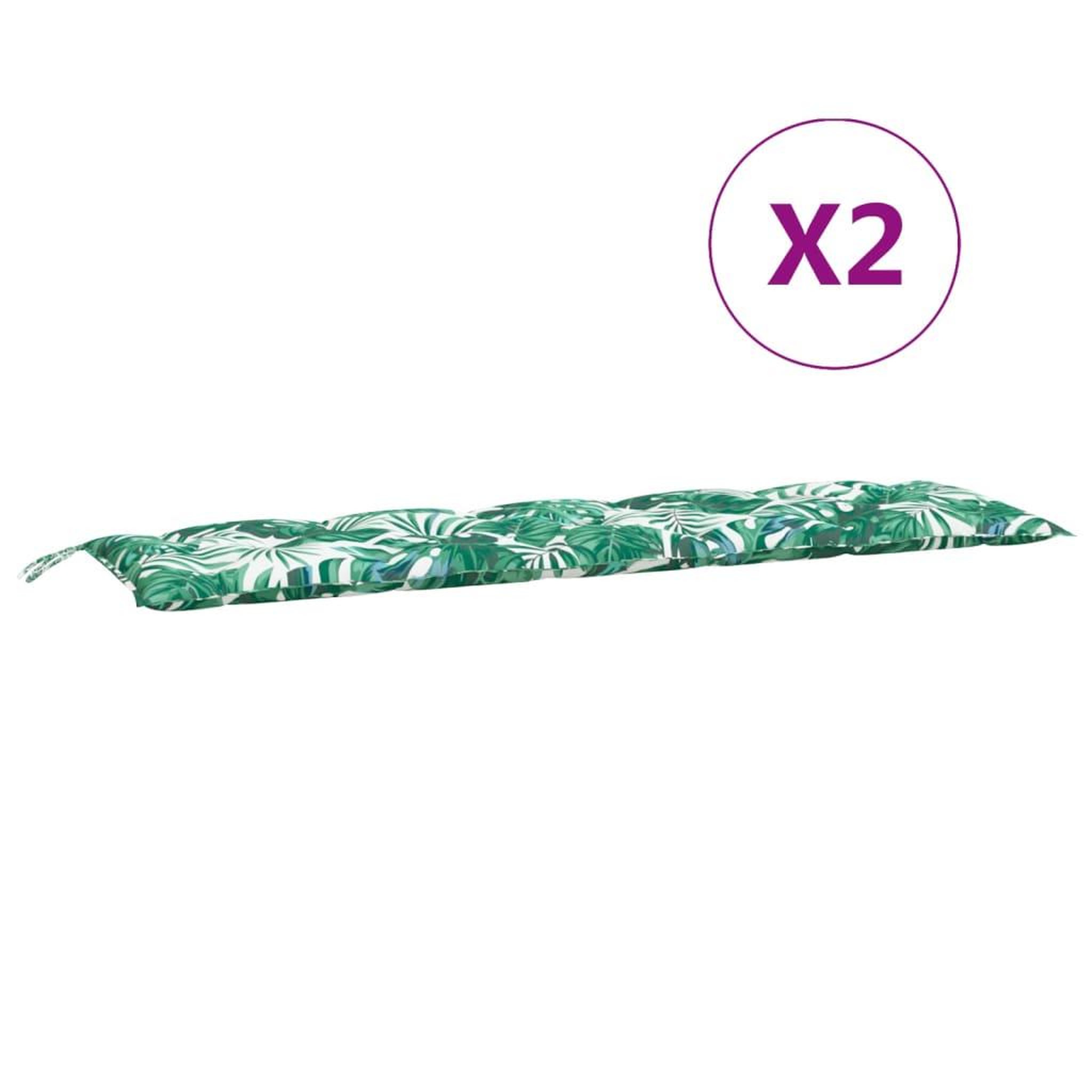 Voir la diapositive 5 : VIDAXL Coussins de banc de jardin lot de 2 motif de feuilles