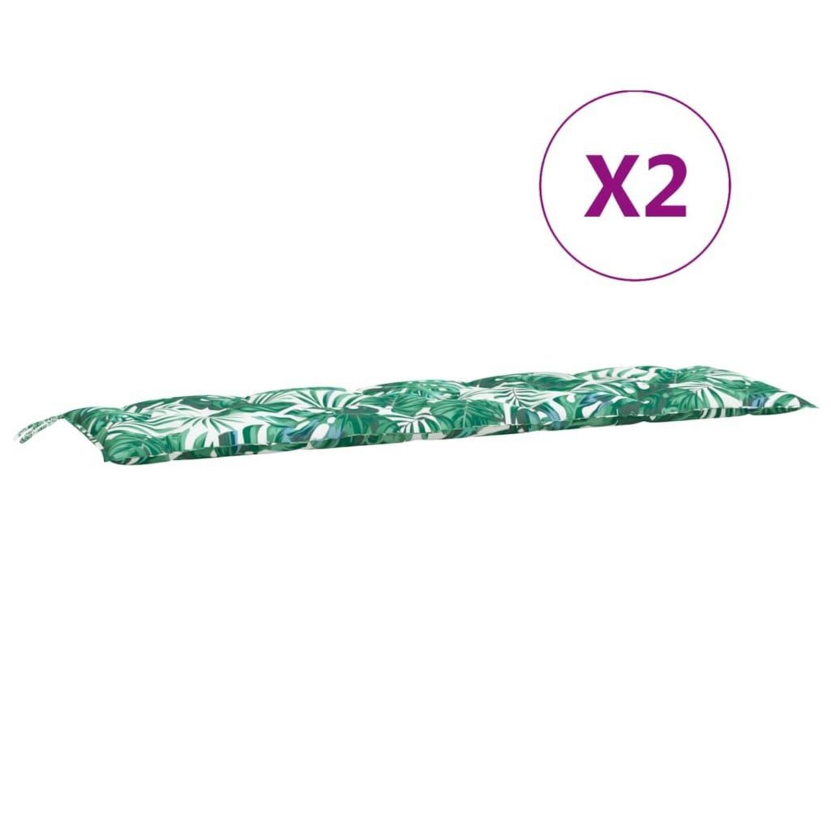 VIDAXL Coussins de banc de jardin lot de 2 motif de feuilles