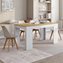 Voir la diapositive 2 : ID MARKET Table console extensible ORLANDO 6 personnes 140 cm bois blanc et façon hêtre