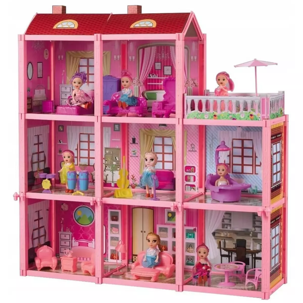 Avengers Maison de poupée 8 chambres terrasse mobilier poupée