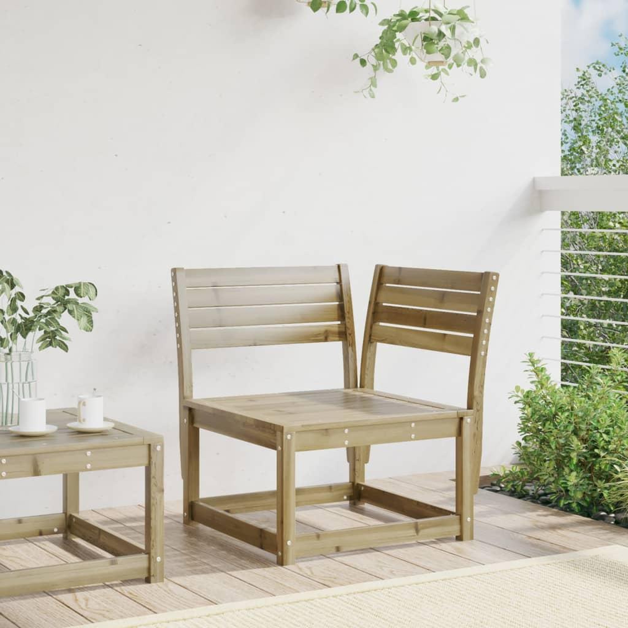 Voir la diapositive 3 : VIDAXL Canape d'angle de jardin a73x73x78 cm bois de pin impregne
