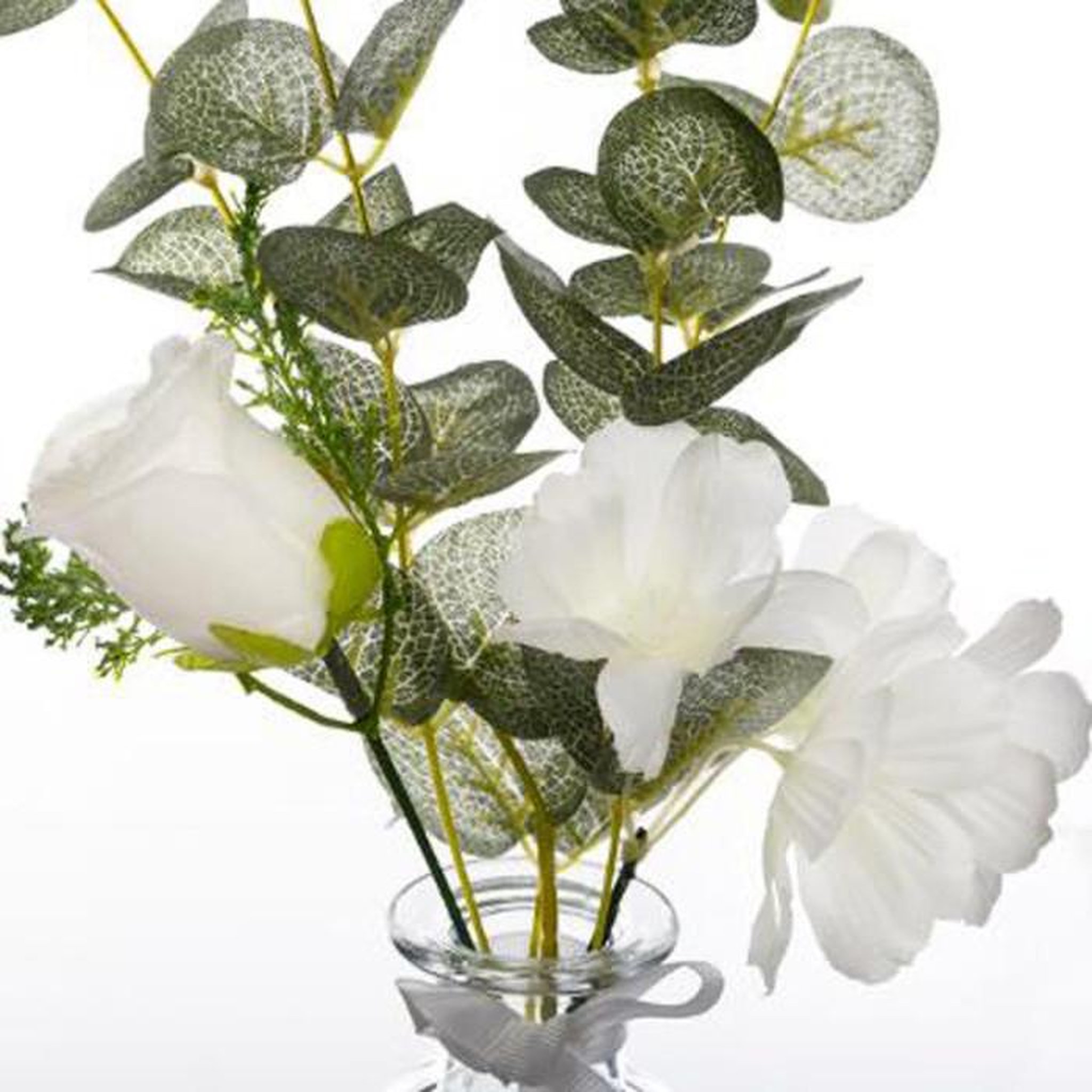 Voir la diapositive 2 : ATMOSPHERA Composition florale & vase  eucalyptus  39cm vert