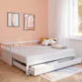 Voir la diapositive 6 : ID MARKET Lit banquette 90 x 190 cm ZOYA convertible 180 x 190 cm blanc avec 1 tiroir de rangement