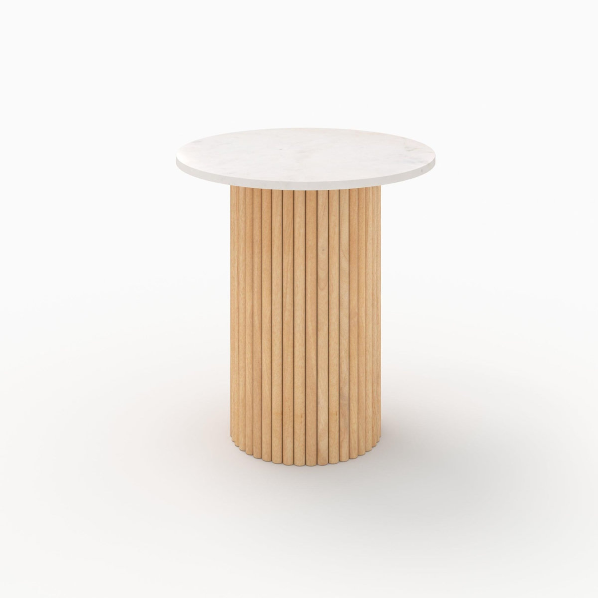 MAISON PAVANE Table d'appoint en marbre et bois de manguier D40 cm-Agathe
