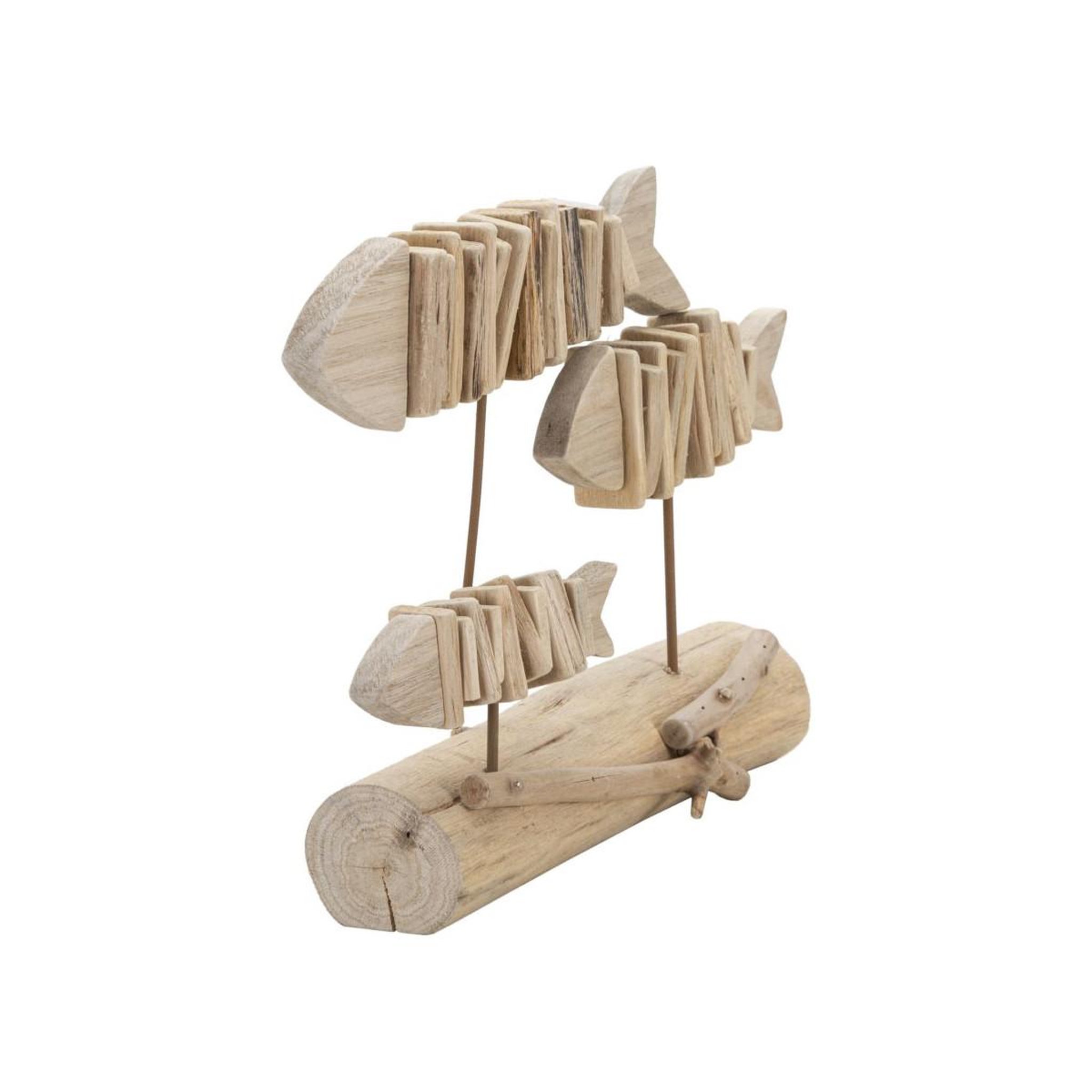 Voir la diapositive 2 : Paris Prix Statuette banc de poisson en bois  tanoak  37cm naturel