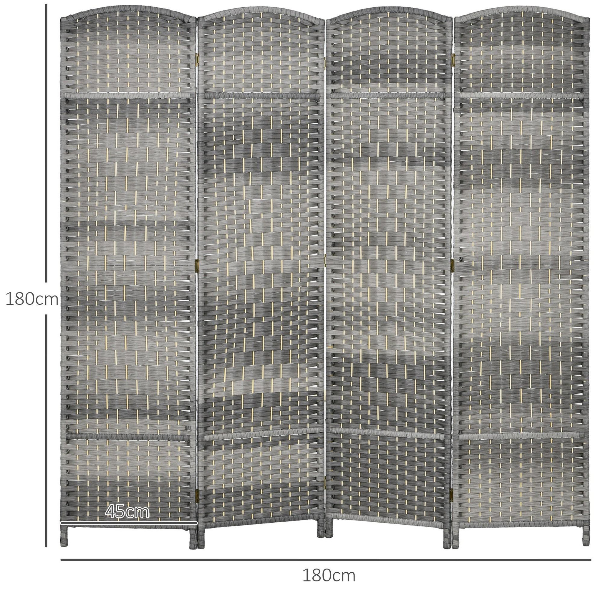 Voir la diapositive 3 : HOMCOM Paravent intérieur en bois 4 panneaux 180 x 180 cm séparateur de pièce pliable bois gris