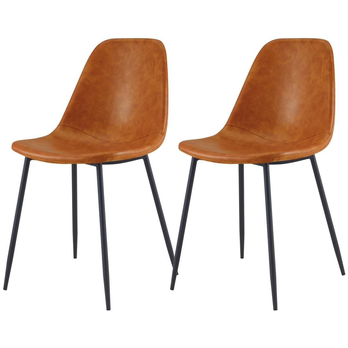 Rendez vous déco Lot de 2 chaises en cuir synthétique camel - Henrik