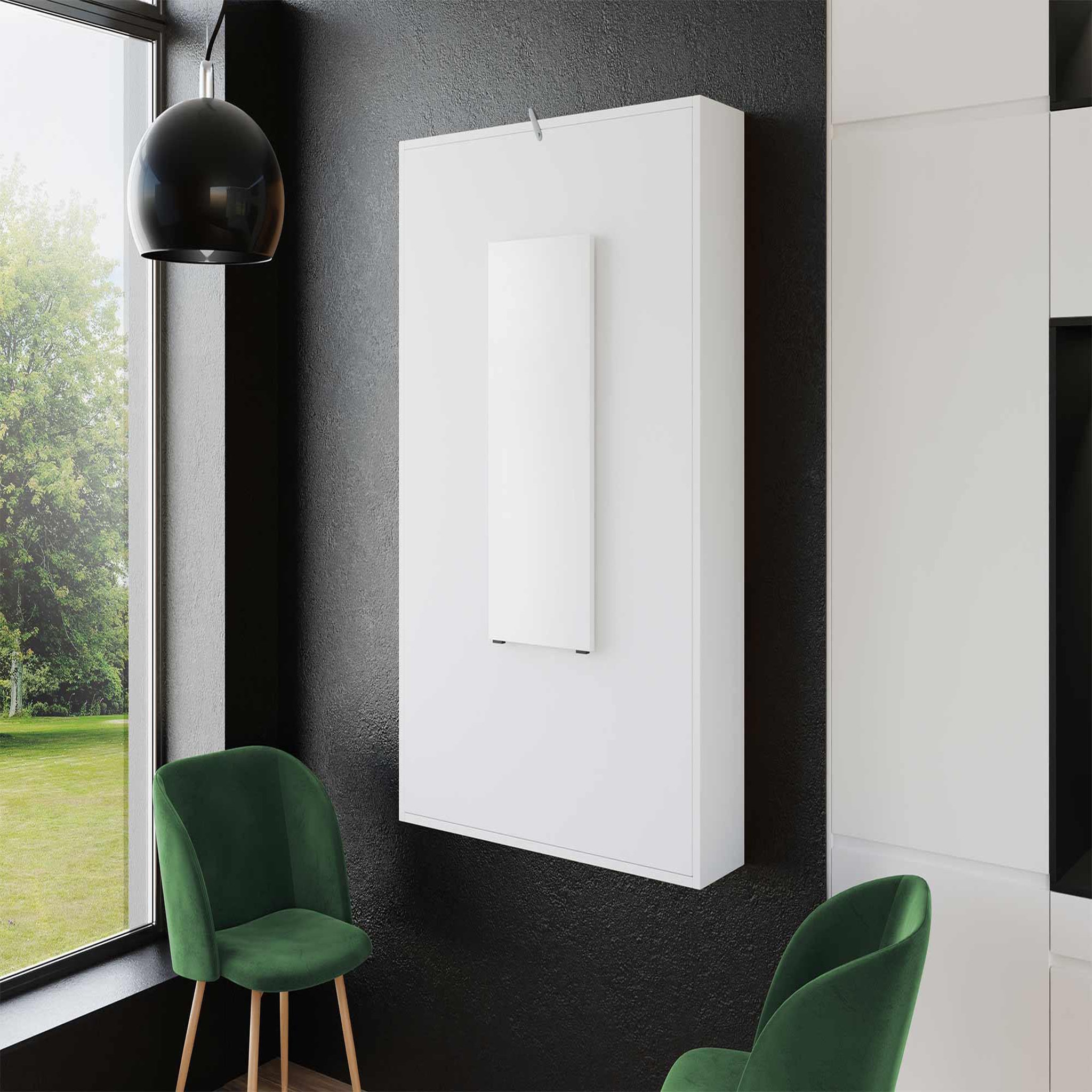 Voir la diapositive 2 : BEST MOBILIER Mondrian - table murale rabattable avec rangements - 4 personnes