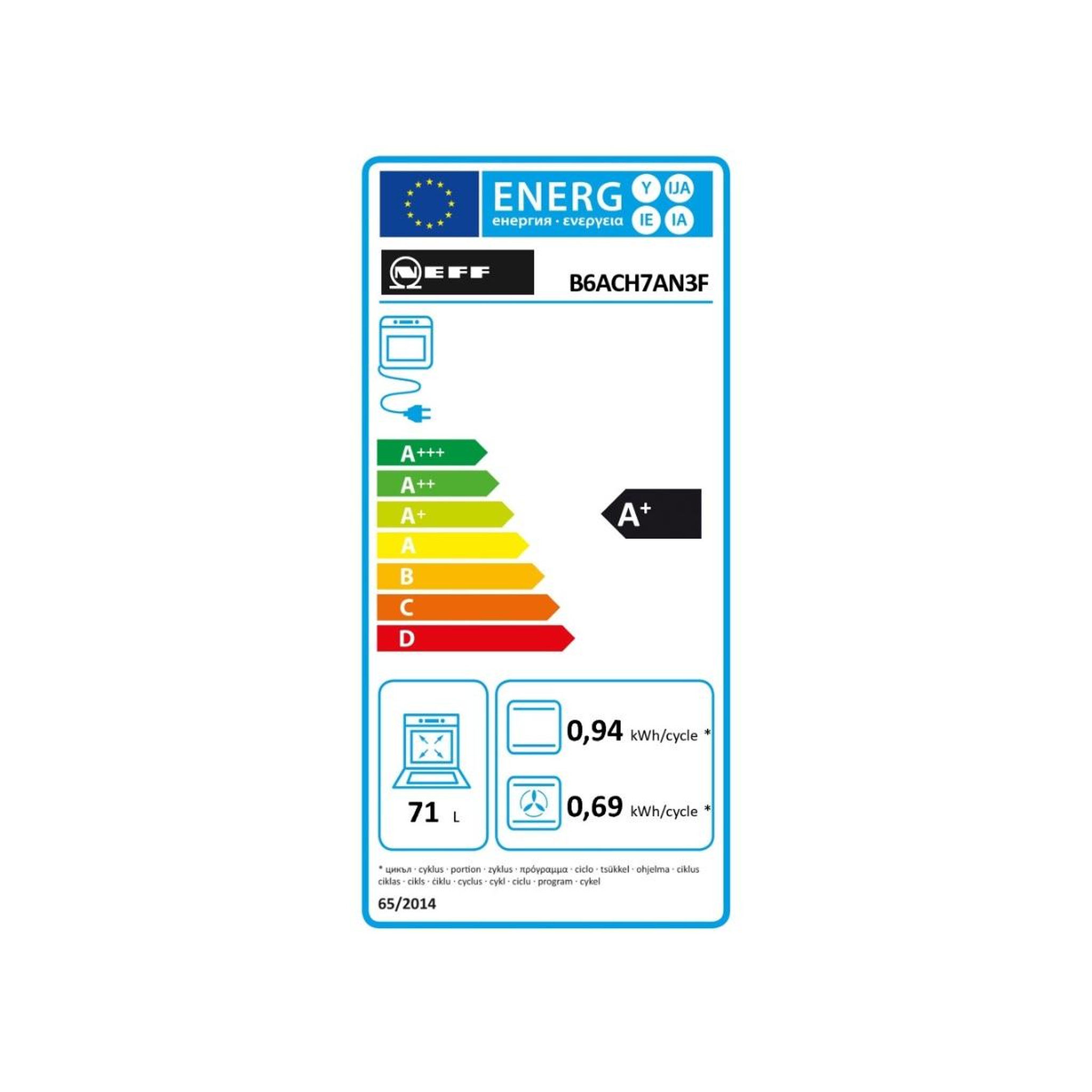 Voir la diapositive 2 : Neff Four intégrable multifonction 71l 60cm pyrolyse + hydrolyse noir/inox - b6ach7an3f