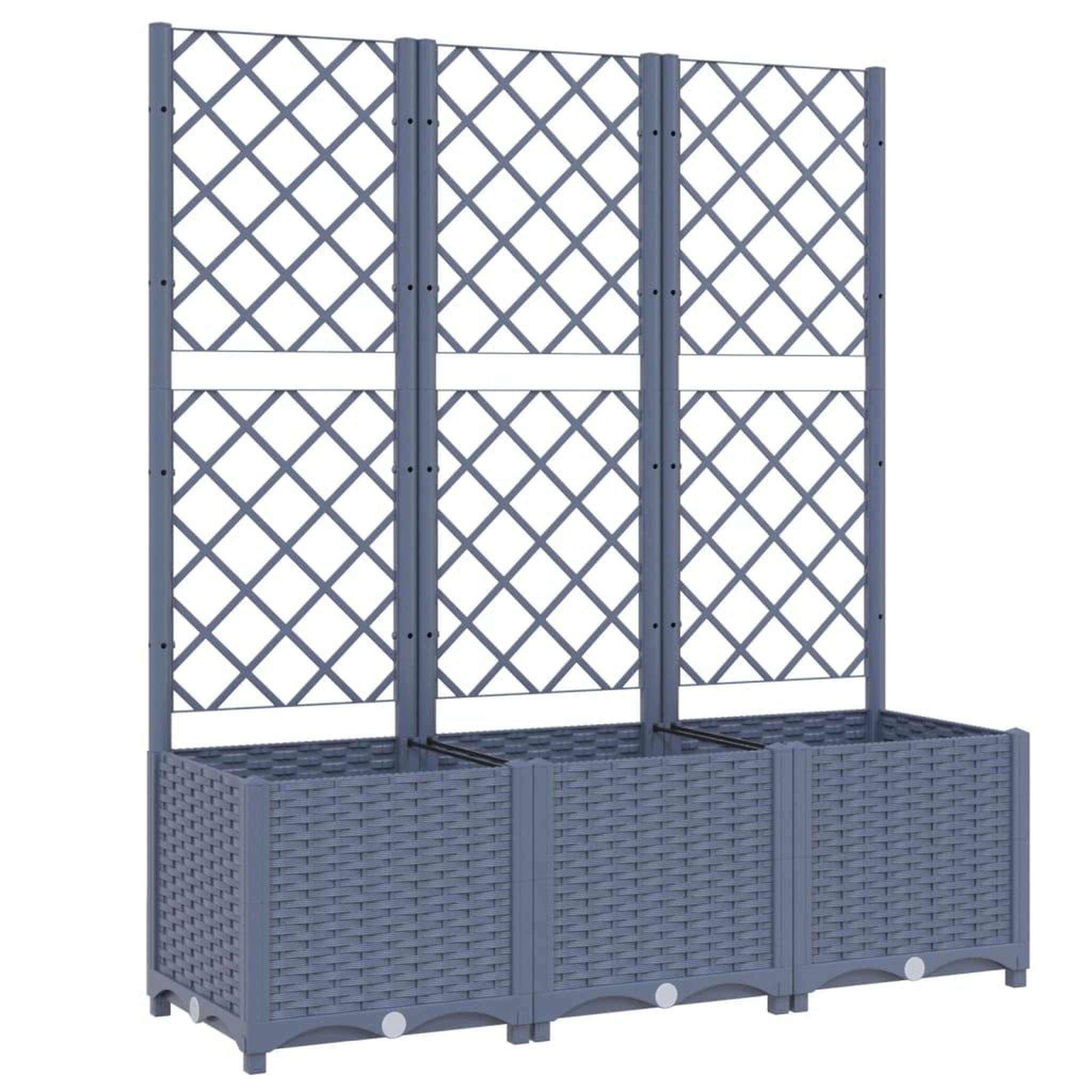 Voir la diapositive 2 : VIDAXL Jardiniere avec treillis bleu gris 120x40x136 cm PP