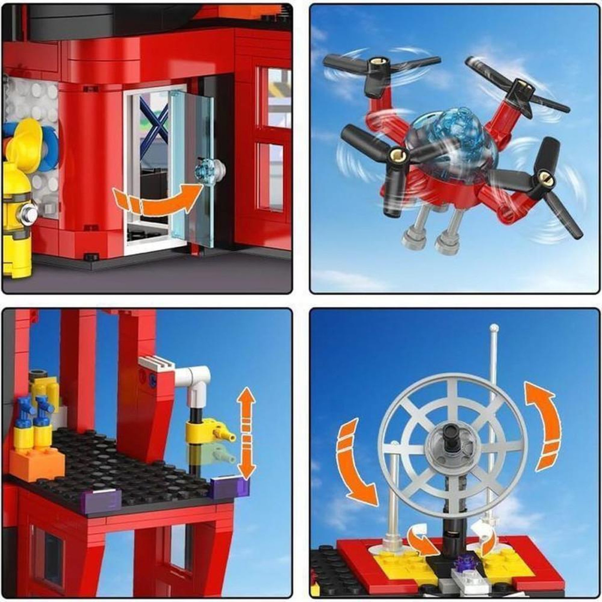 Voir la diapositive 5 : Set de construction 3 en 1, véhicules de secours aérien et camion de pompiers à échelle