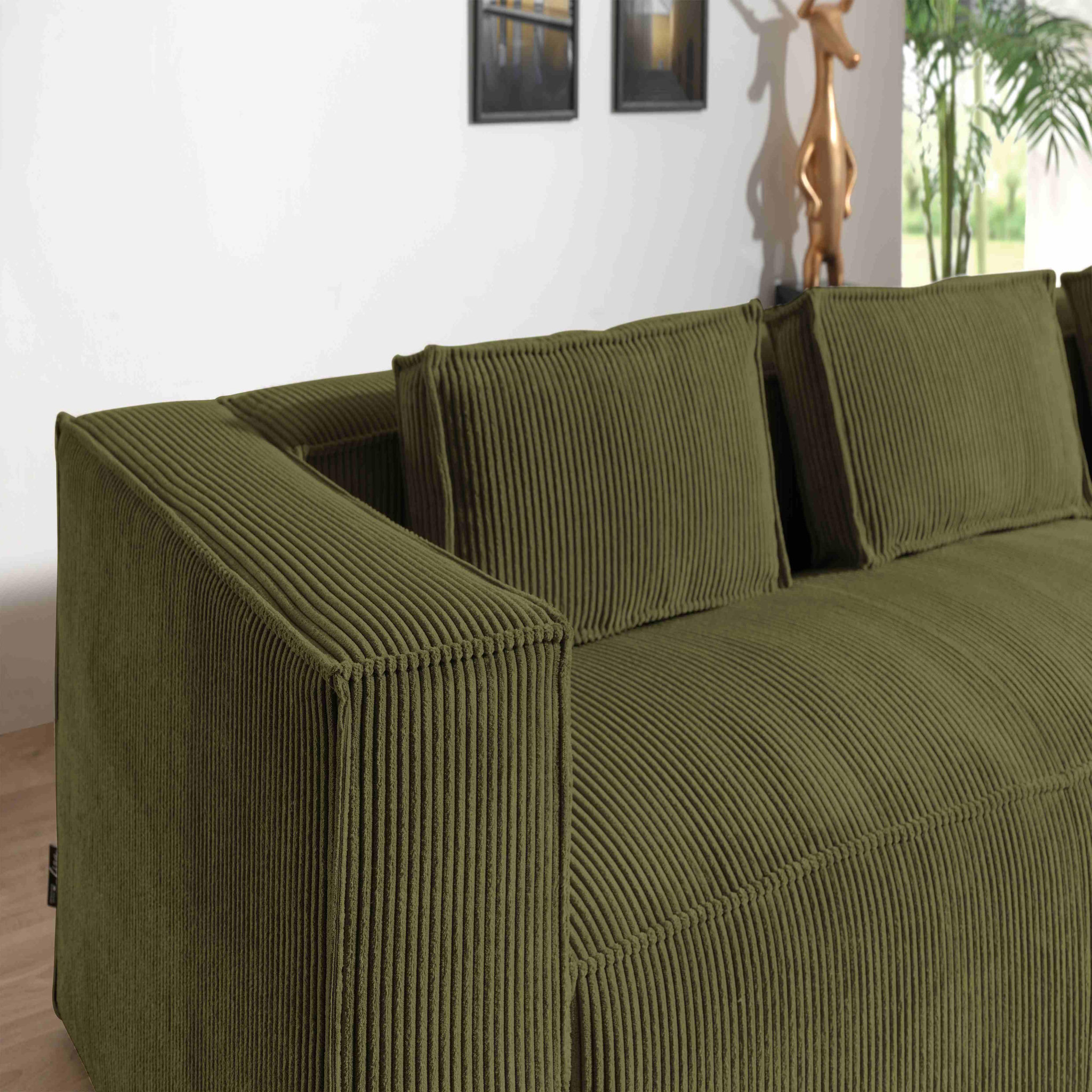 Voir la diapositive 4 : LISA DESIGN Stella - canapé d'angle - en velours côtelé - 4 places -style contemporain - droit