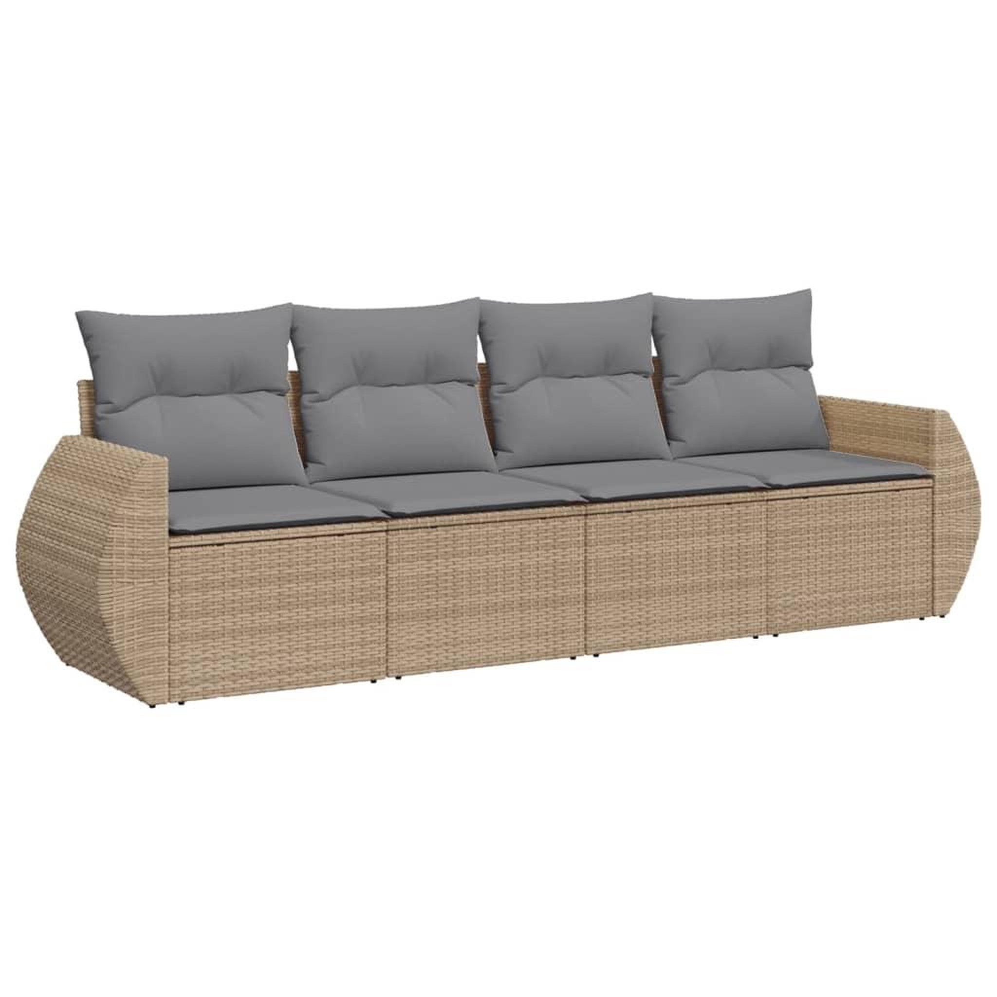 Voir la diapositive 2 : VIDAXL Salon de jardin avec coussins 4 pcs beige resine tressee