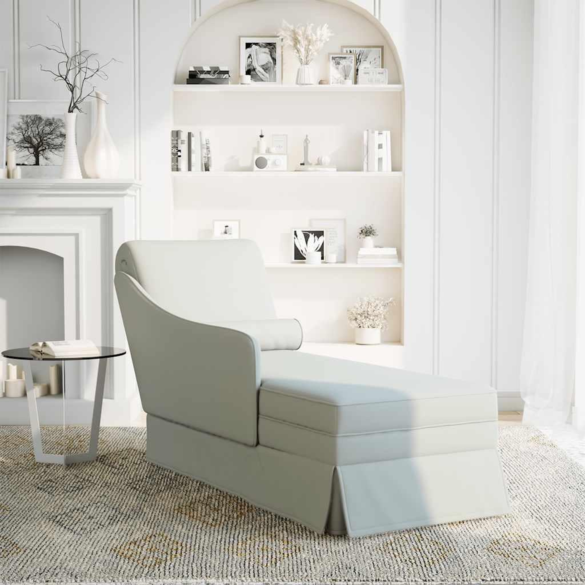 Voir la diapositive 2 : VIDAXL Fauteuil long et traversin accoudoir droit gris clair velours