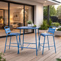 Voir la diapositive 2 : CONCEPT USINE Ensemble table de bar et 2 chaises hautes d'extérieur bleu BERGAME