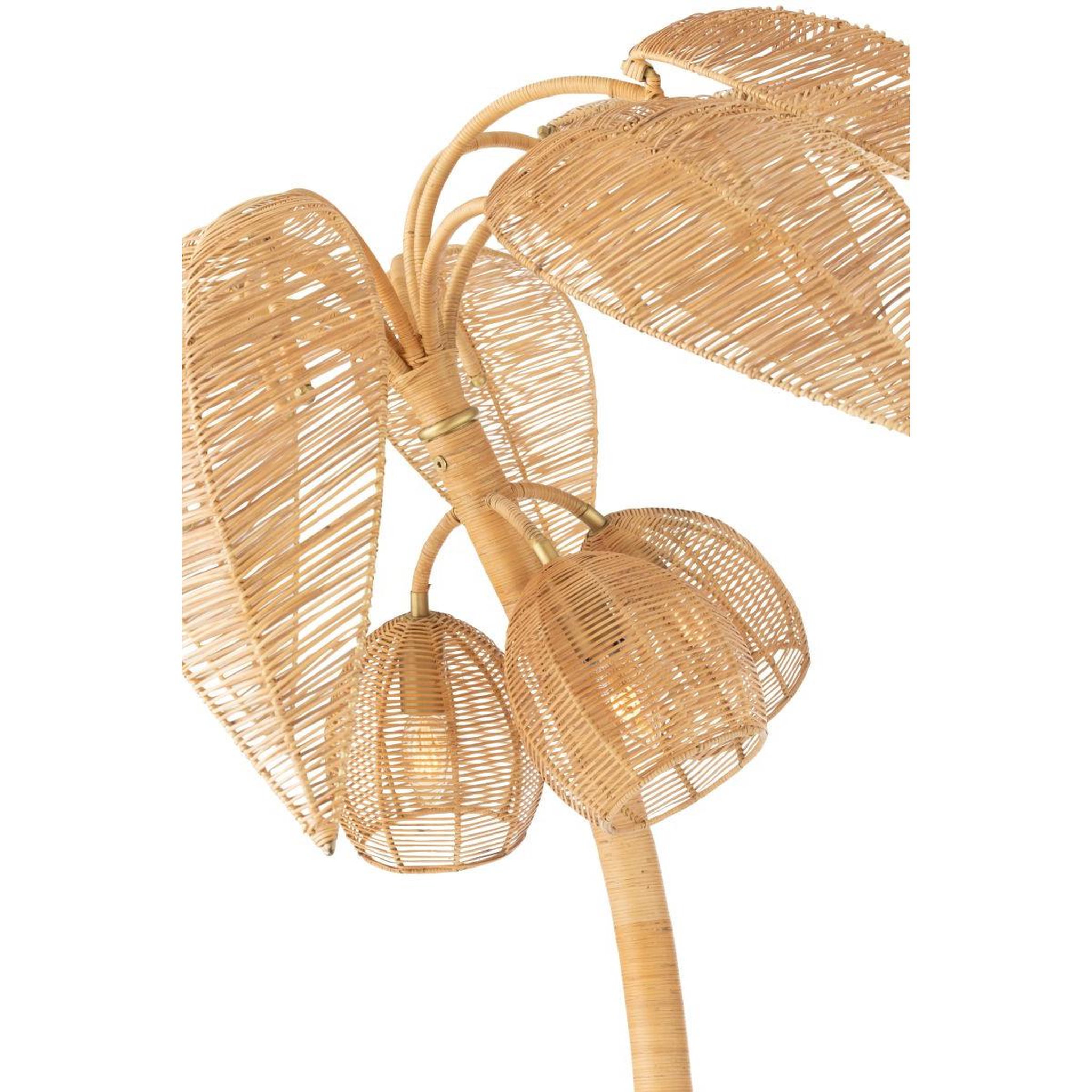 Voir la diapositive 5 : J-LINE Lampadaire cocotier en rotin  canne à sucre  150cm naturel
