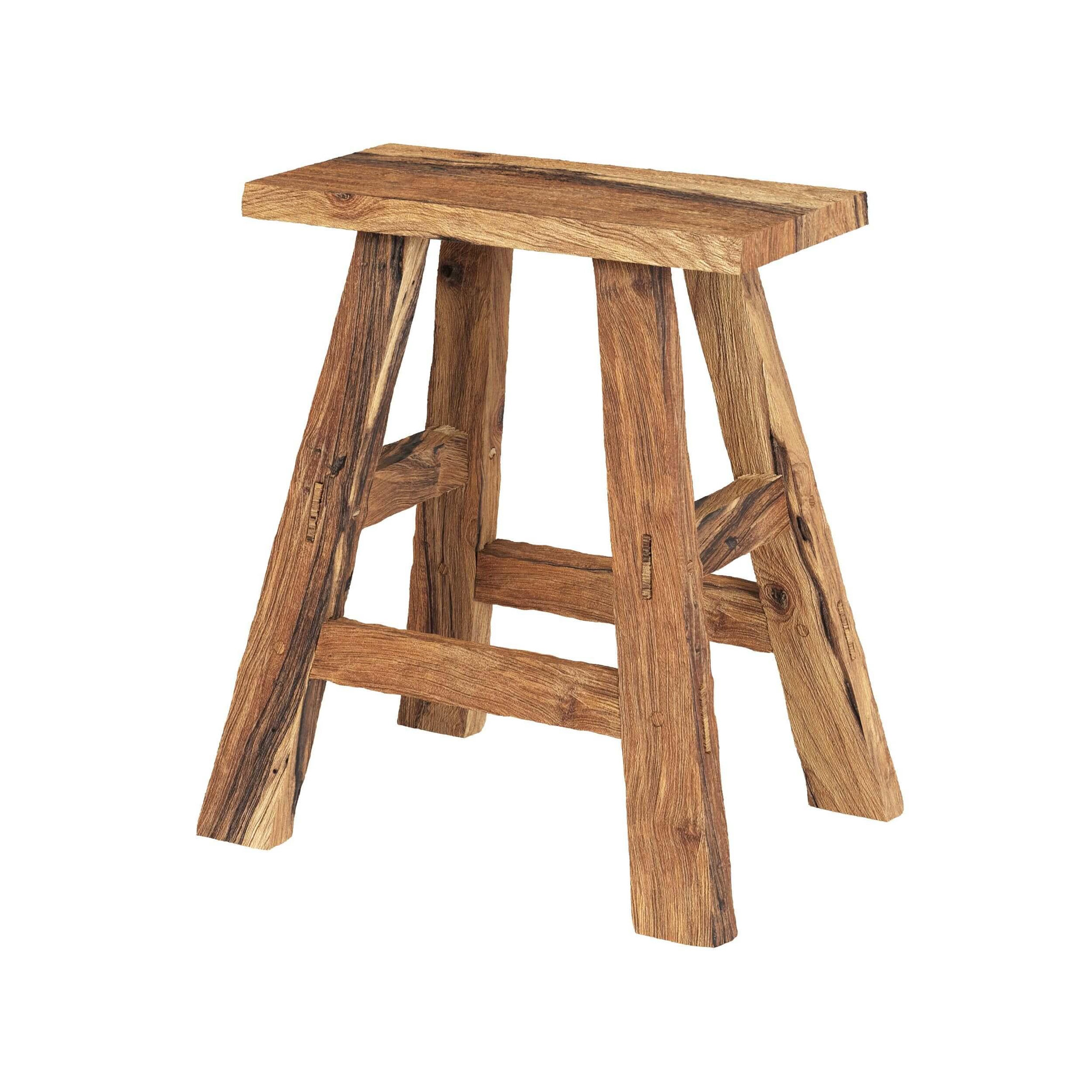 MAISON PAVANE Tabouret en bois de teck recyclé H45 cm-Bob