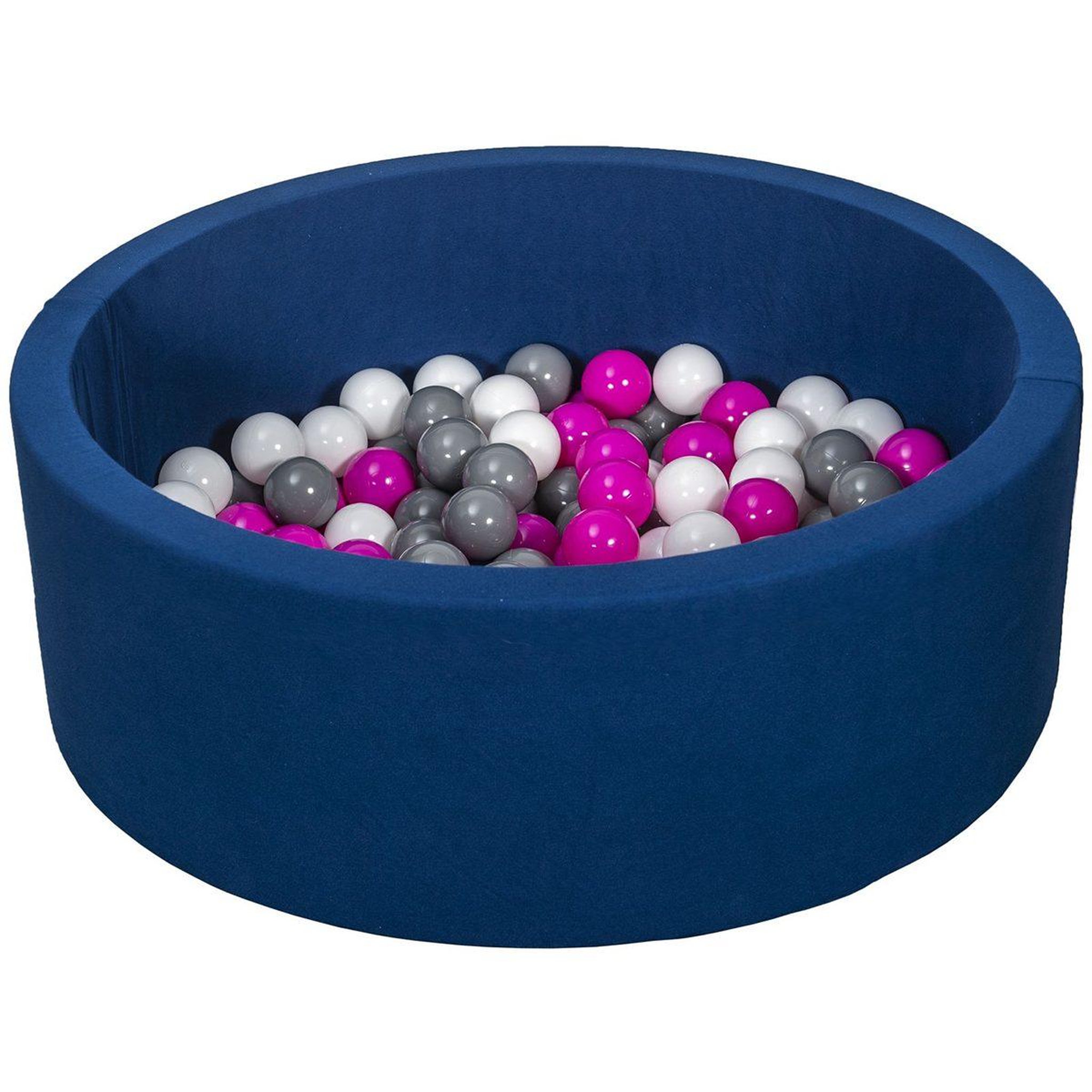 VELINDA Piscine à balles aire de jeu + 150 balles bleu marine blanc,rose,gris