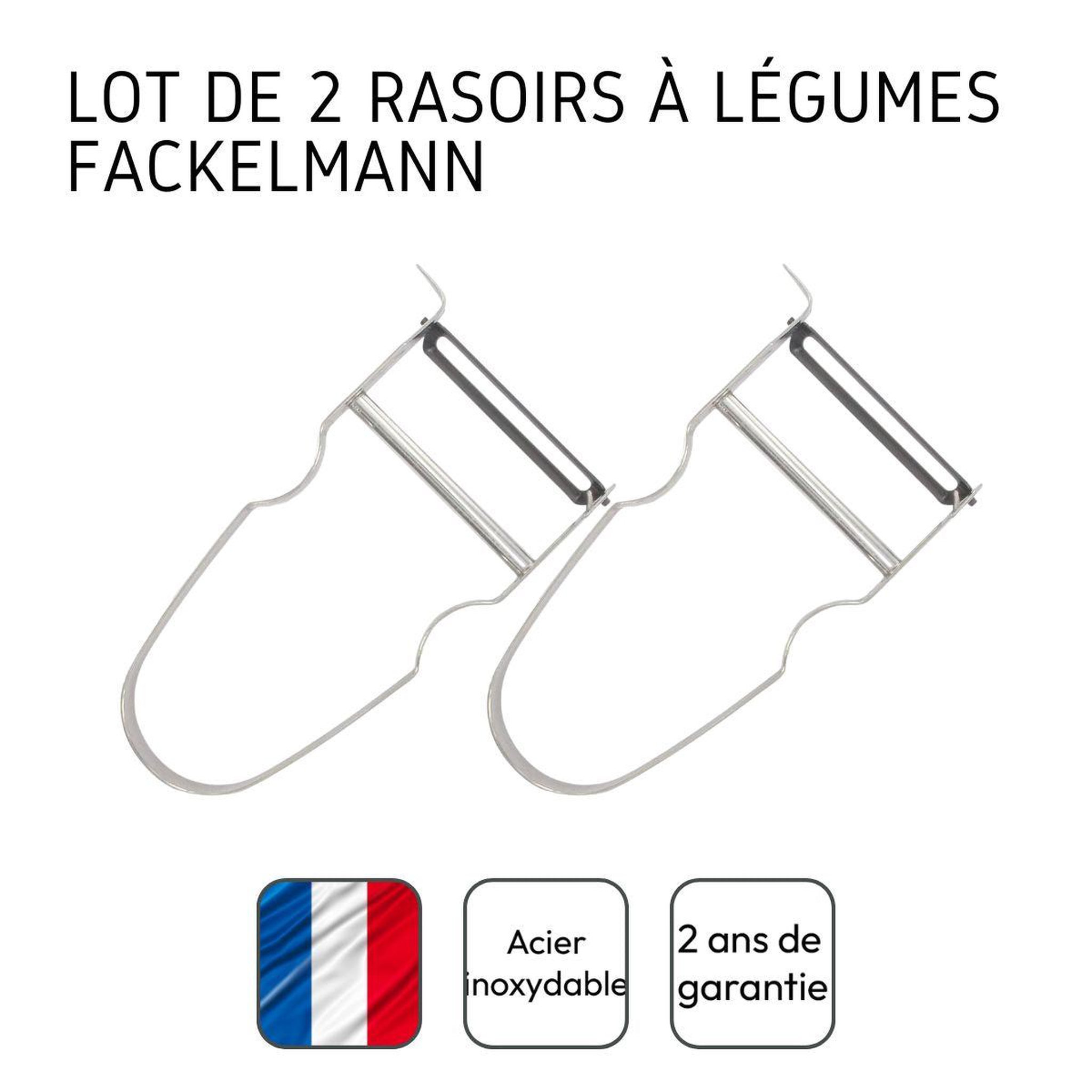 Voir la diapositive 4 : Fackelmann Lot de 2 rasoirs à légumes 11 cm castor en inox fackelmann