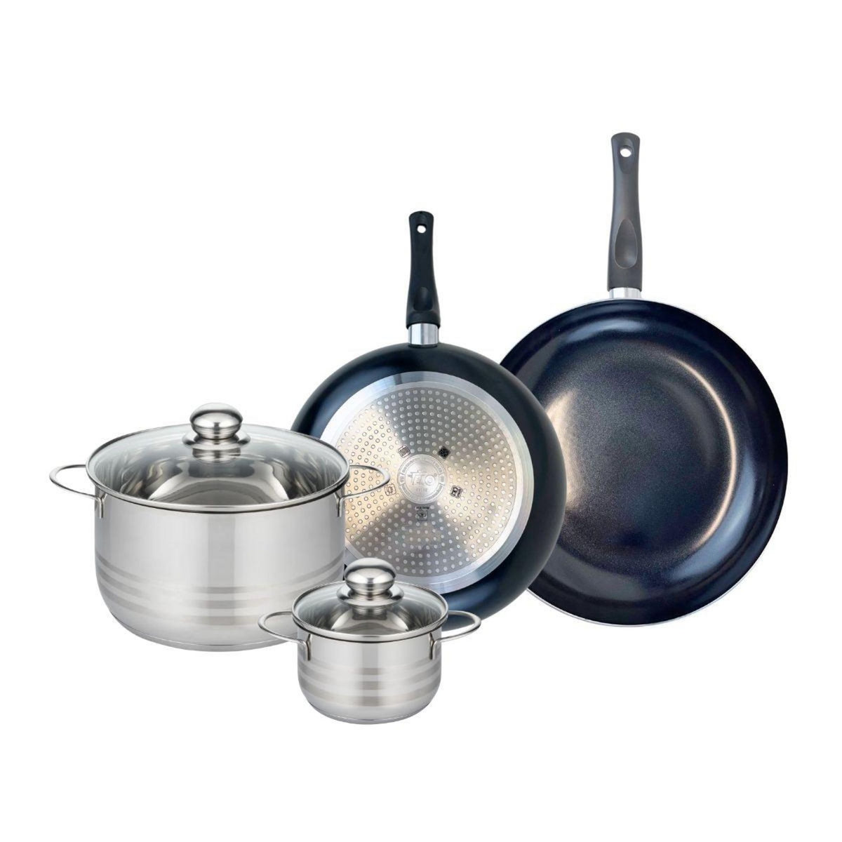 ELO Ensemble de 2 Poêles de cuisson 28 et 32 cm et 2 faitouts 14 et 24 cm Elo Prima Brillant