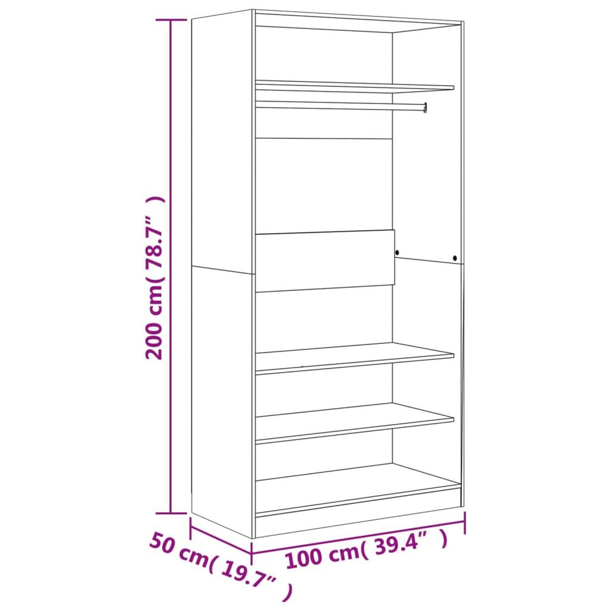 Voir la diapositive 6 : VIDAXL Garde-robe chene marron 100x50x200 cm bois d'ingenierie