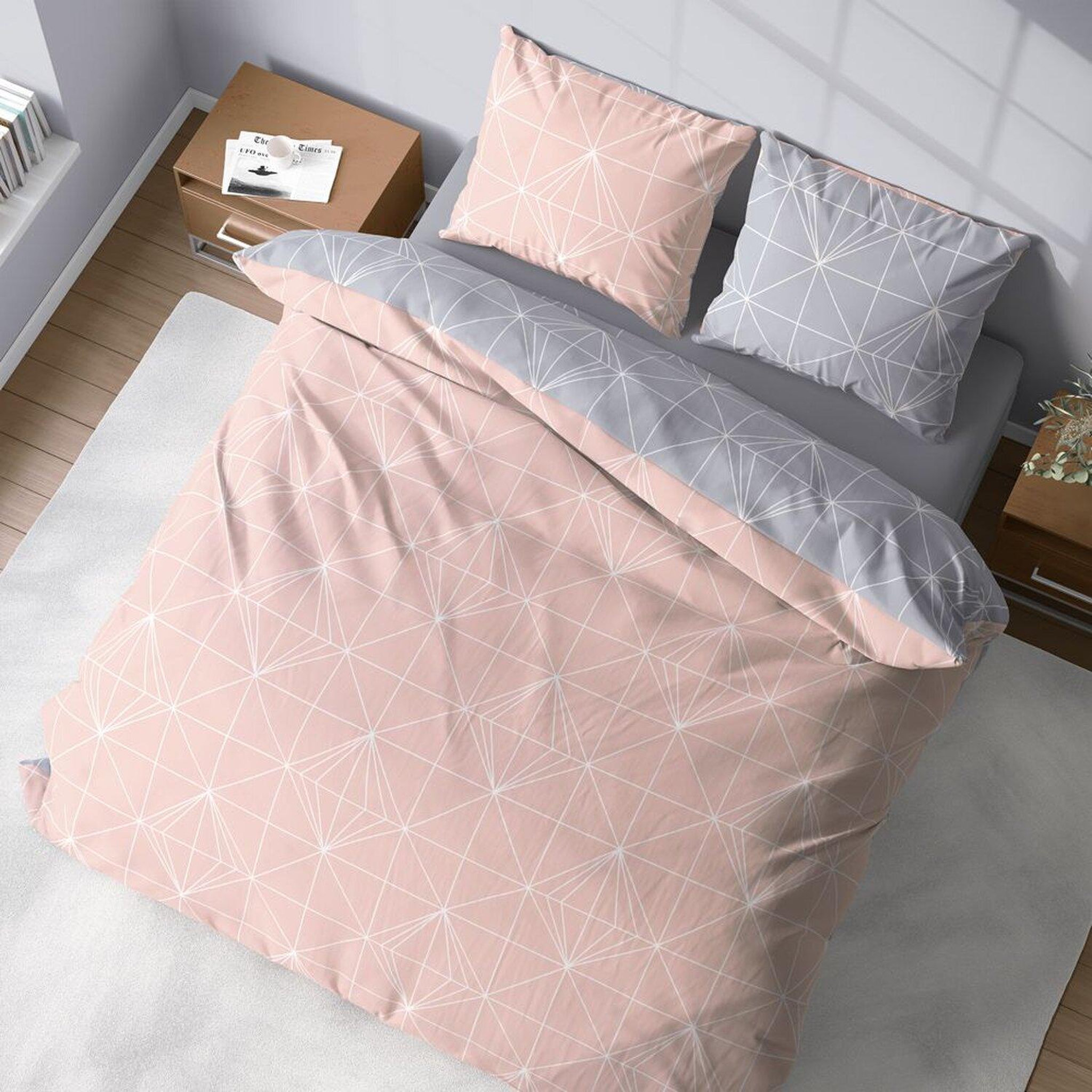 Voir la diapositive 3 : Home collection Parure housse de couette 3pcs 240x220cm 100% coton 57 fils shyne