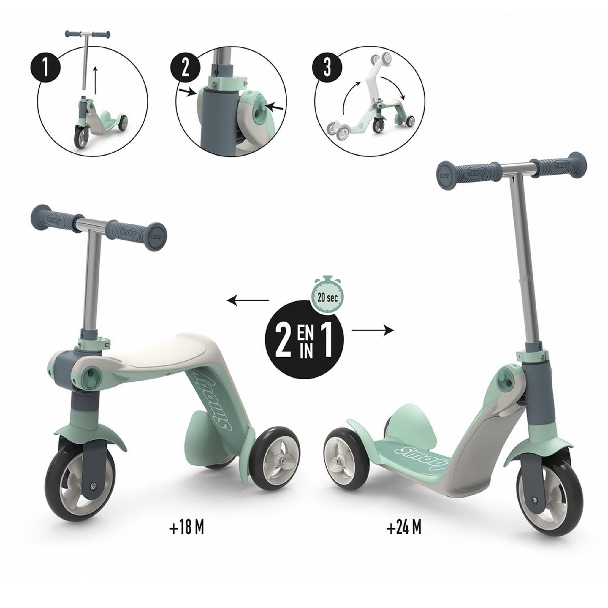 Voir la diapositive 2 : SMOBY Patinette Reversible 2 En 1
