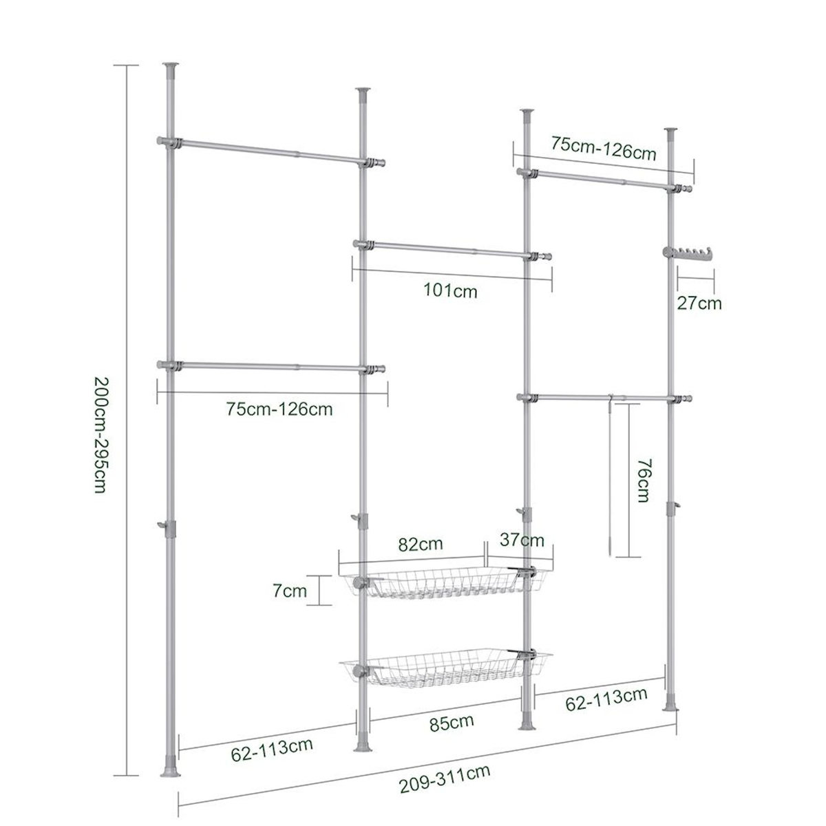SOBUY SoBuy - Portemanteau Sur Pied à deux étagères - Fonctionnel - KLS04-II