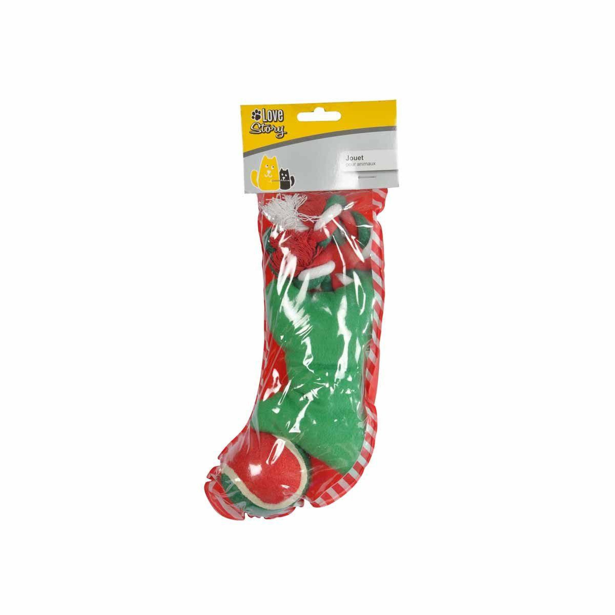 Voir la diapositive 2 : LOVE STORY Lot de 3 Jouets pour Chien  Chaussette Noël  30cm Vert