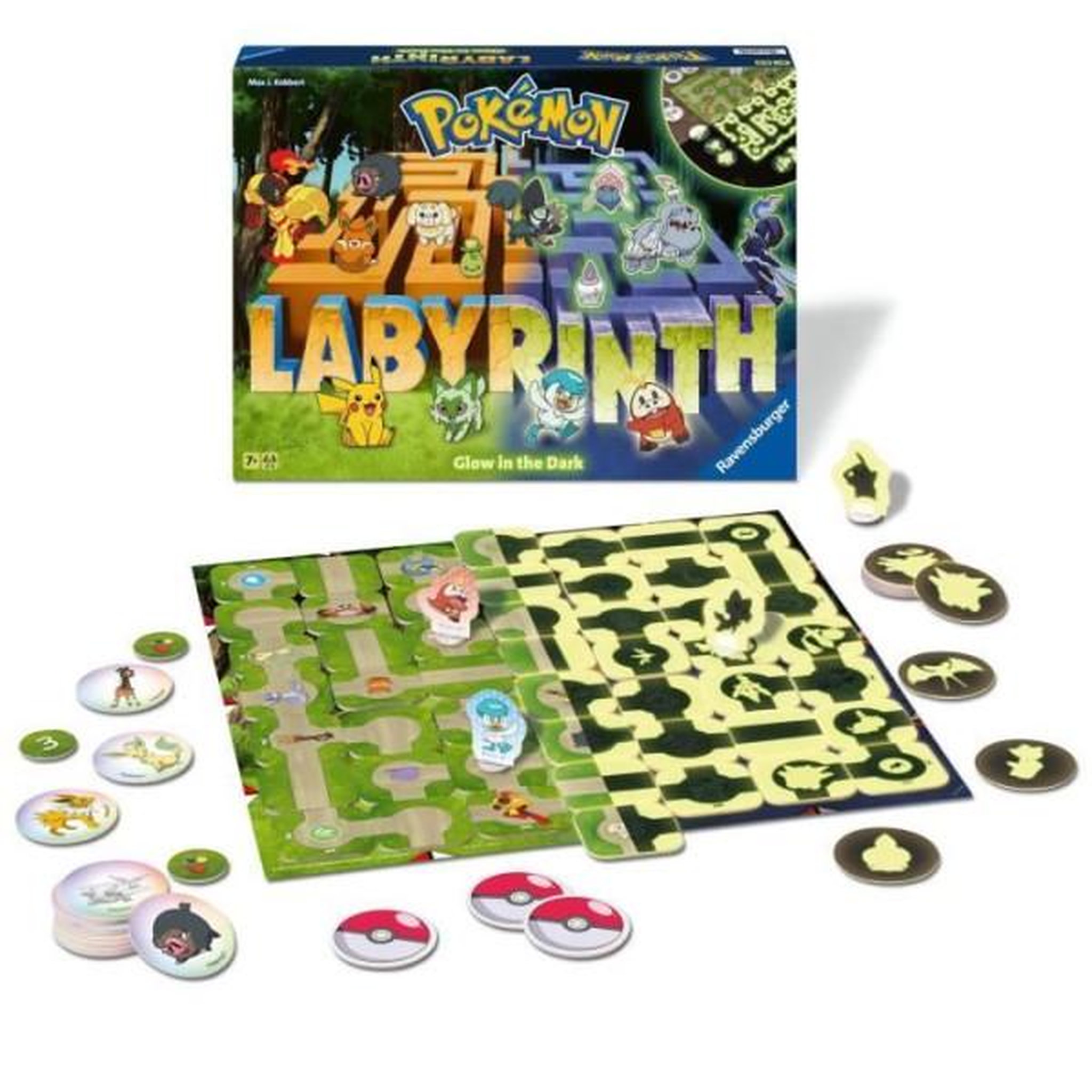 Voir la diapositive 2 : RAVENSBURGER Labyrinthe pokémon, jeu de société classique, glow in the dark, pour enfant et famille, des 7 ans, 22705, ravensburger