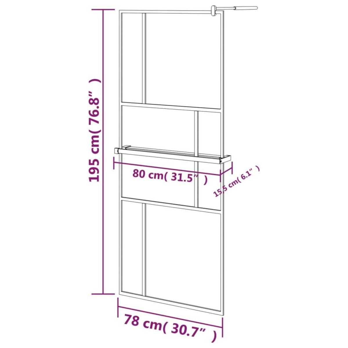 VIDAXL Paroi de douche avec etagere Noir 80x195 cm Verre ESG&Aluminium
