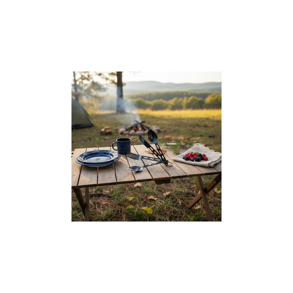 O'Camp Set de couverts de camping  O 'camp - En acier - Anneau porte clés