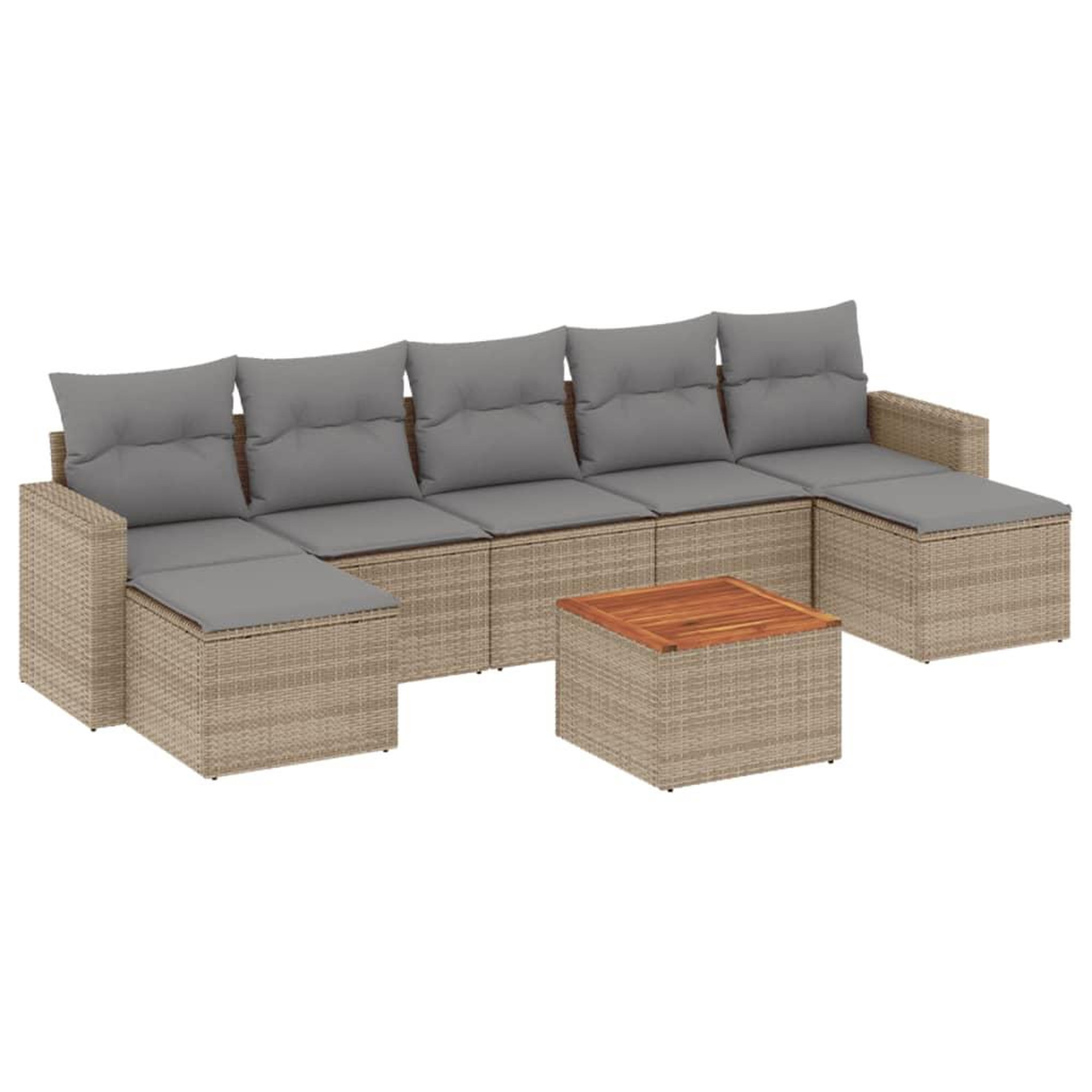 Voir la diapositive 2 : VIDAXL Salon de jardin avec coussins 8 pcs beige resine tressee