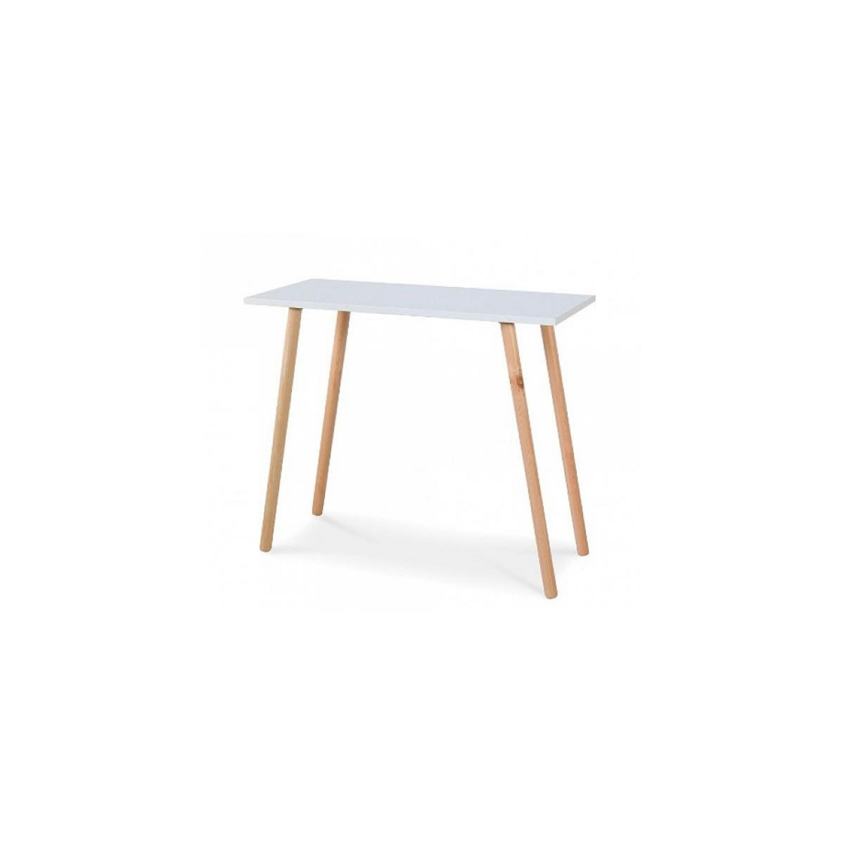 HomeStyle4U Console moderne avec plateau blanc et pieds en pin naturel