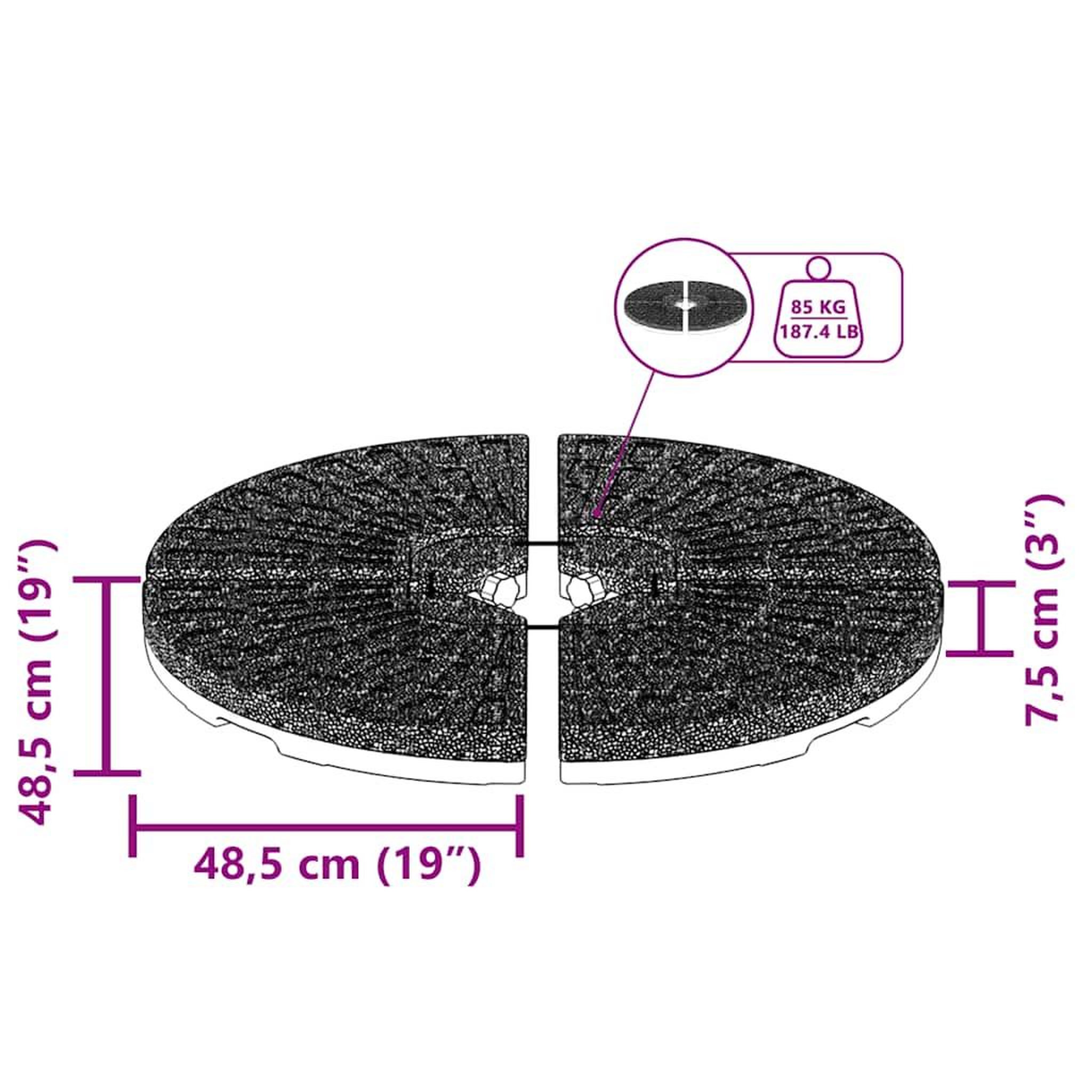 Voir la diapositive 6 : VIDAXL Socle de parasol en forme d'eventail 4 pcs noir