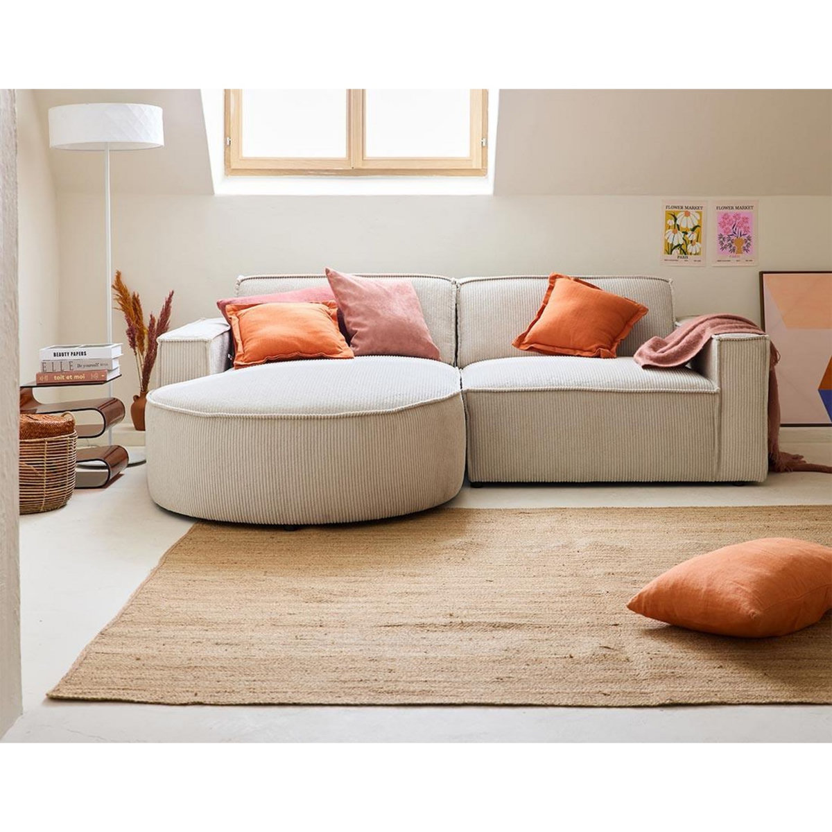 LISA DESIGN Spiaggia - canapé d'angle gauche - 4 places - en velours côtelé