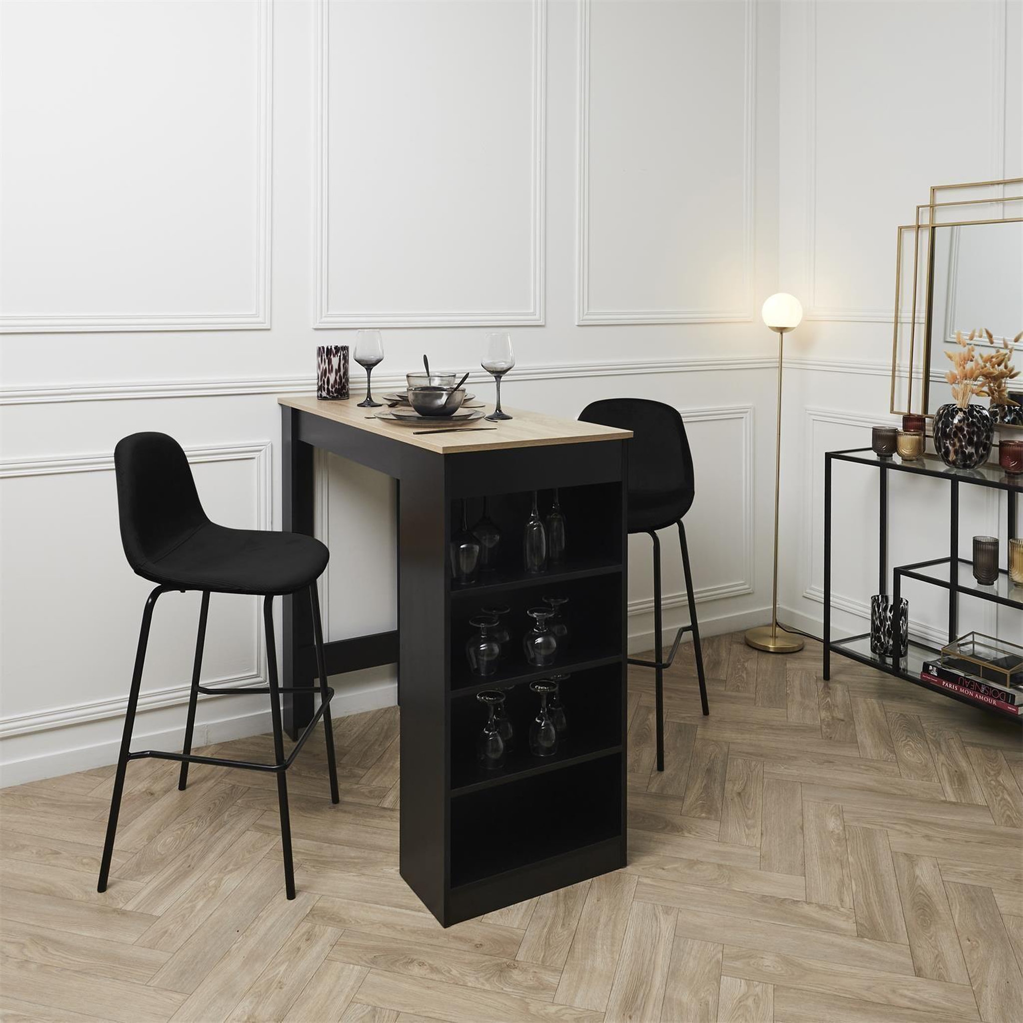 Voir la diapositive 2 : TOILINUX Lot de 2 chaises de bar giulia - noir