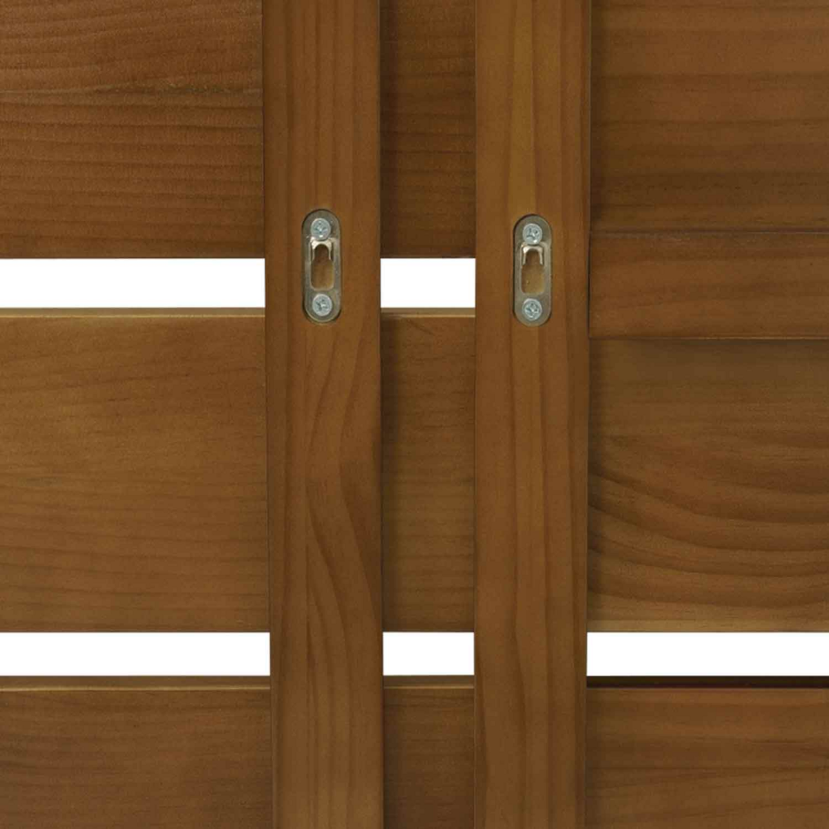 ID MARKET Tête de lit suspendue 5 larges lattes NINA 240 cm bois vieilli et étagères noires