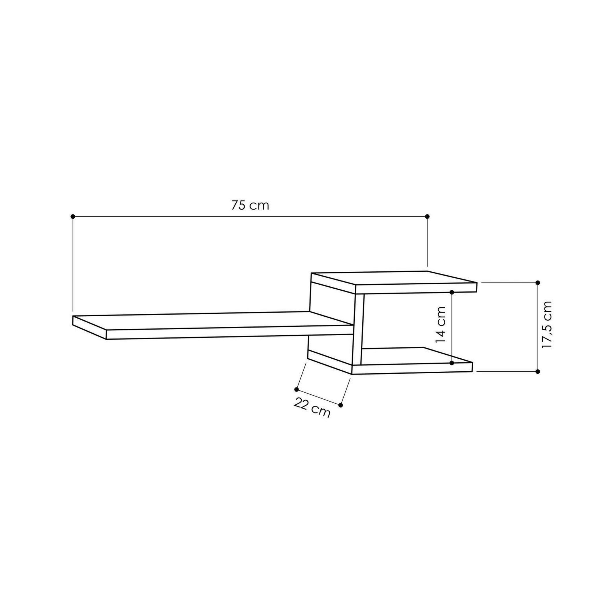 Voir la diapositive 3 : TOILINUX Lot de 2 etagères murale l.75 cm - blanc