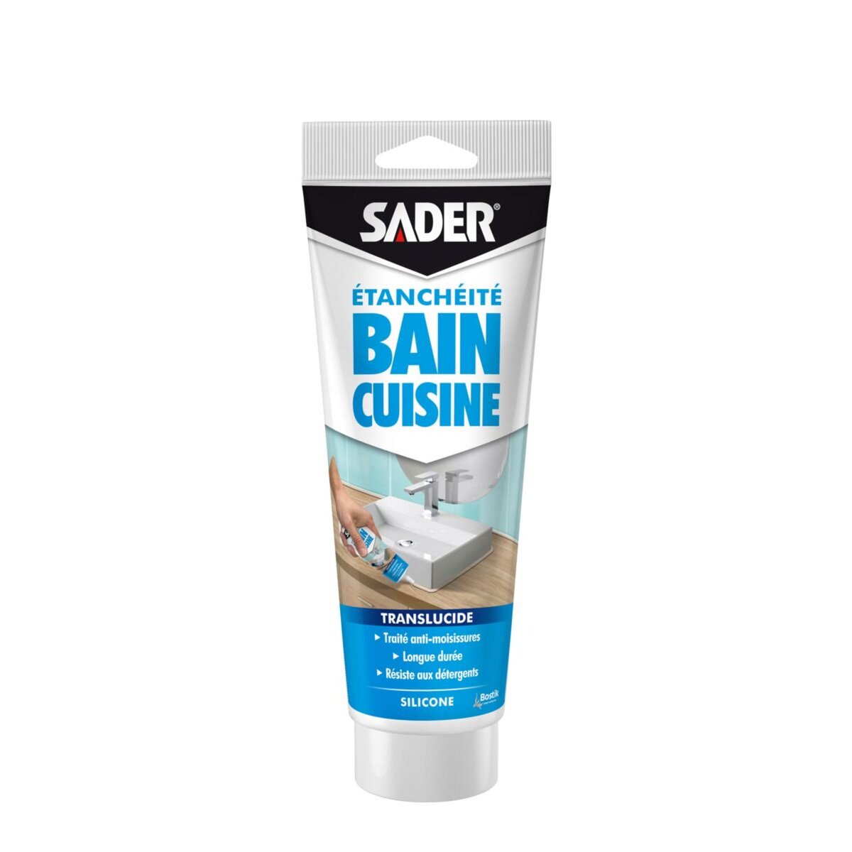 SADER Mastic silicone bain et cuisine transparent Sader 200 ml pas cher 