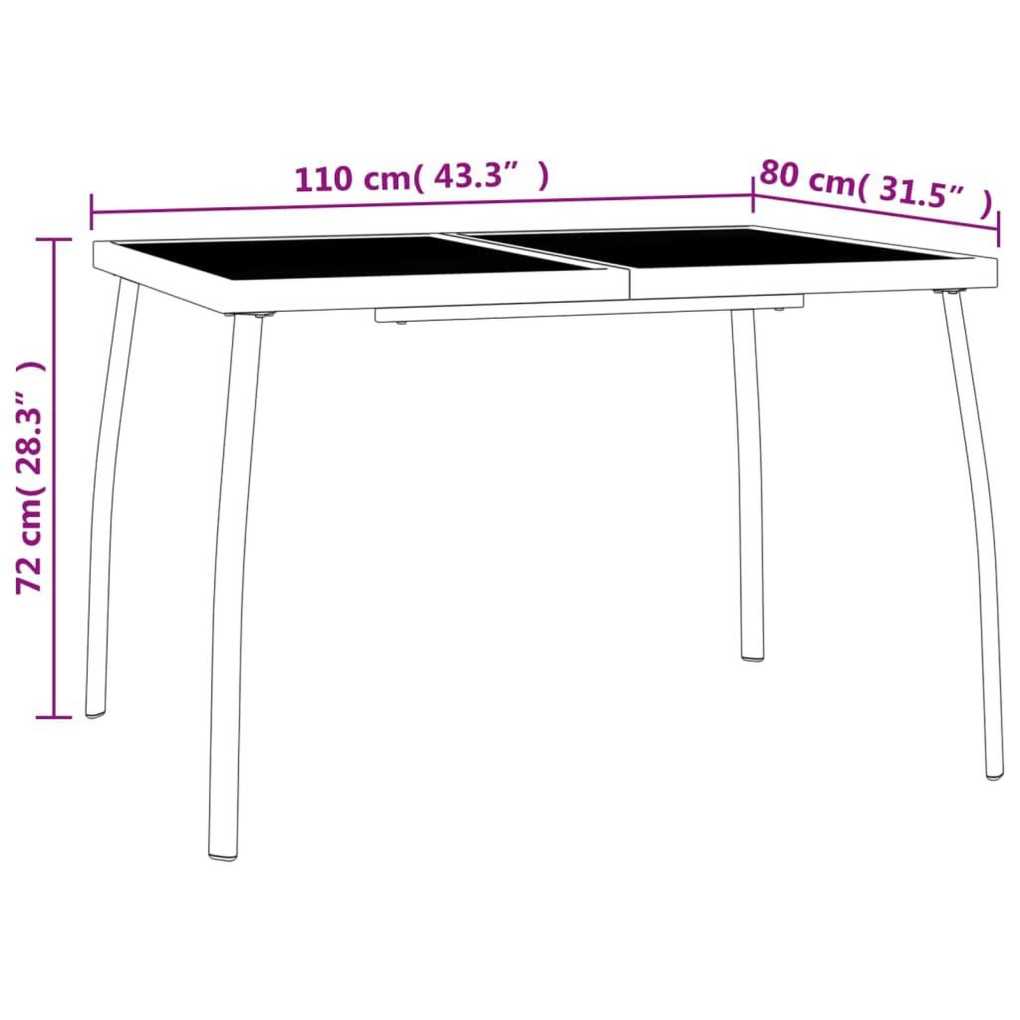 Voir la diapositive 6 : VIDAXL Table de jardin anthracite 110x80x72 cm Treillis d'acier