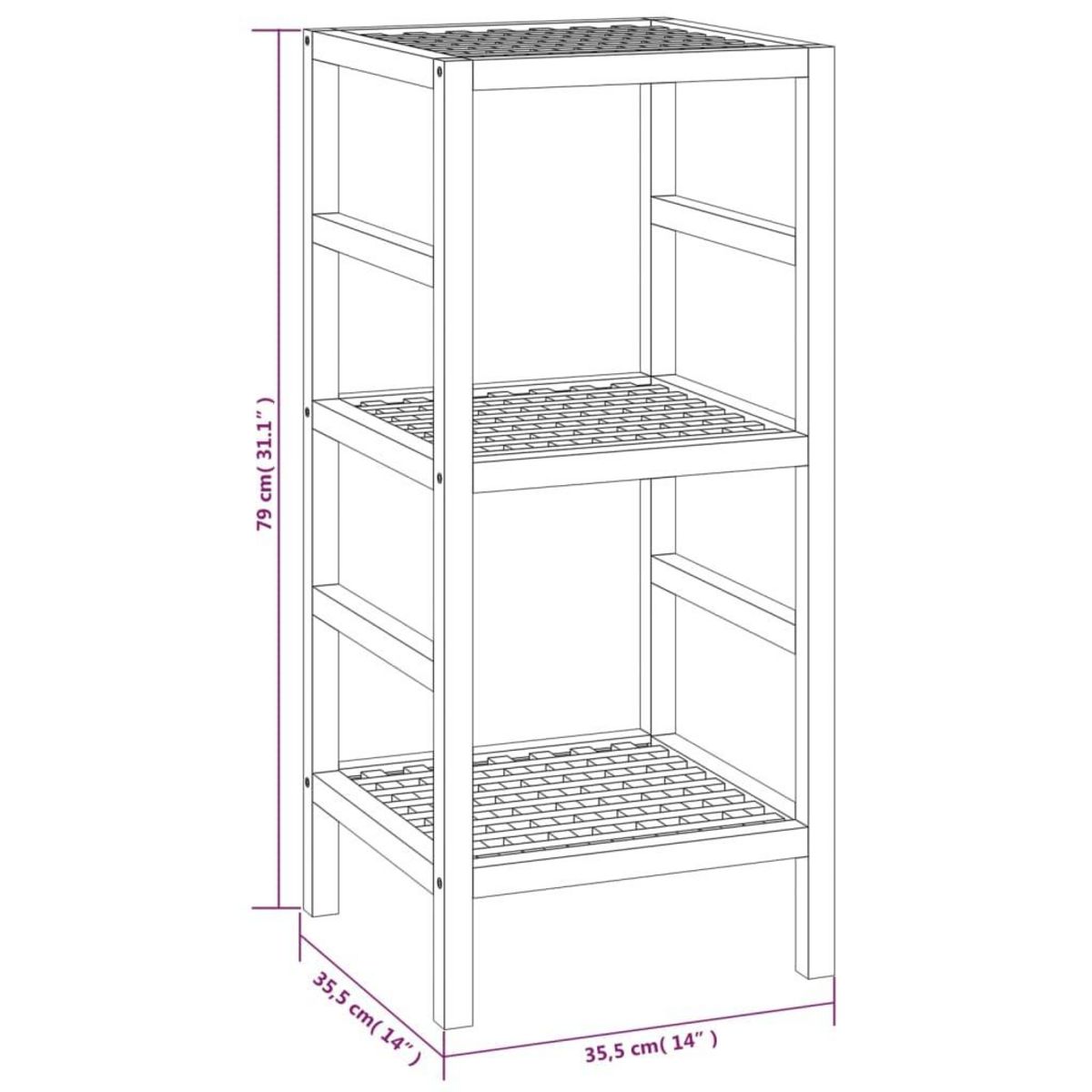 VIDAXL Etagere de salle de bain 35,5x35,5x79 cm Bois massif de noyer
